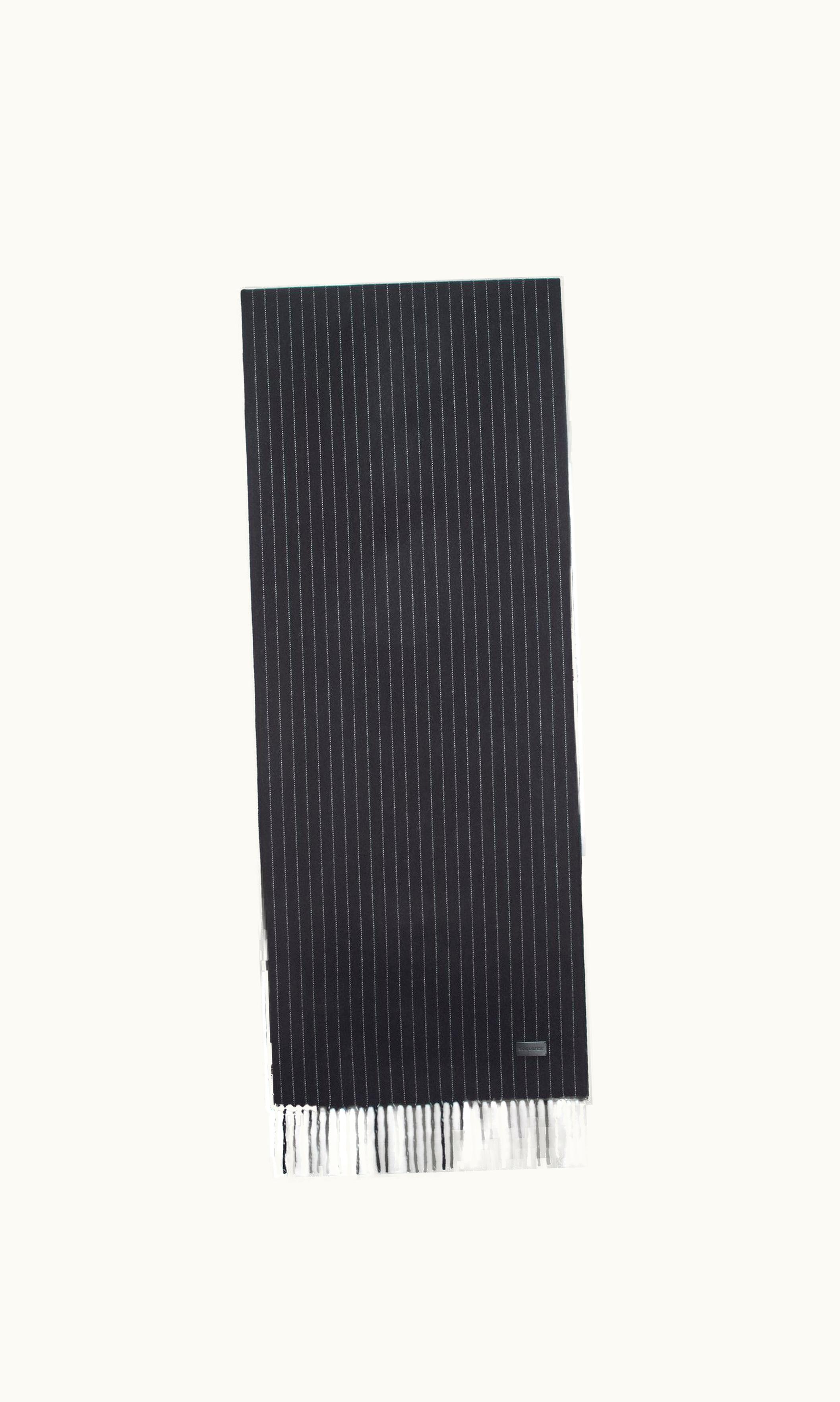 Saint Laurent Saint Laurent Signature Striped Scarf In Cashmere And Wool Jacquard Black And Ivory