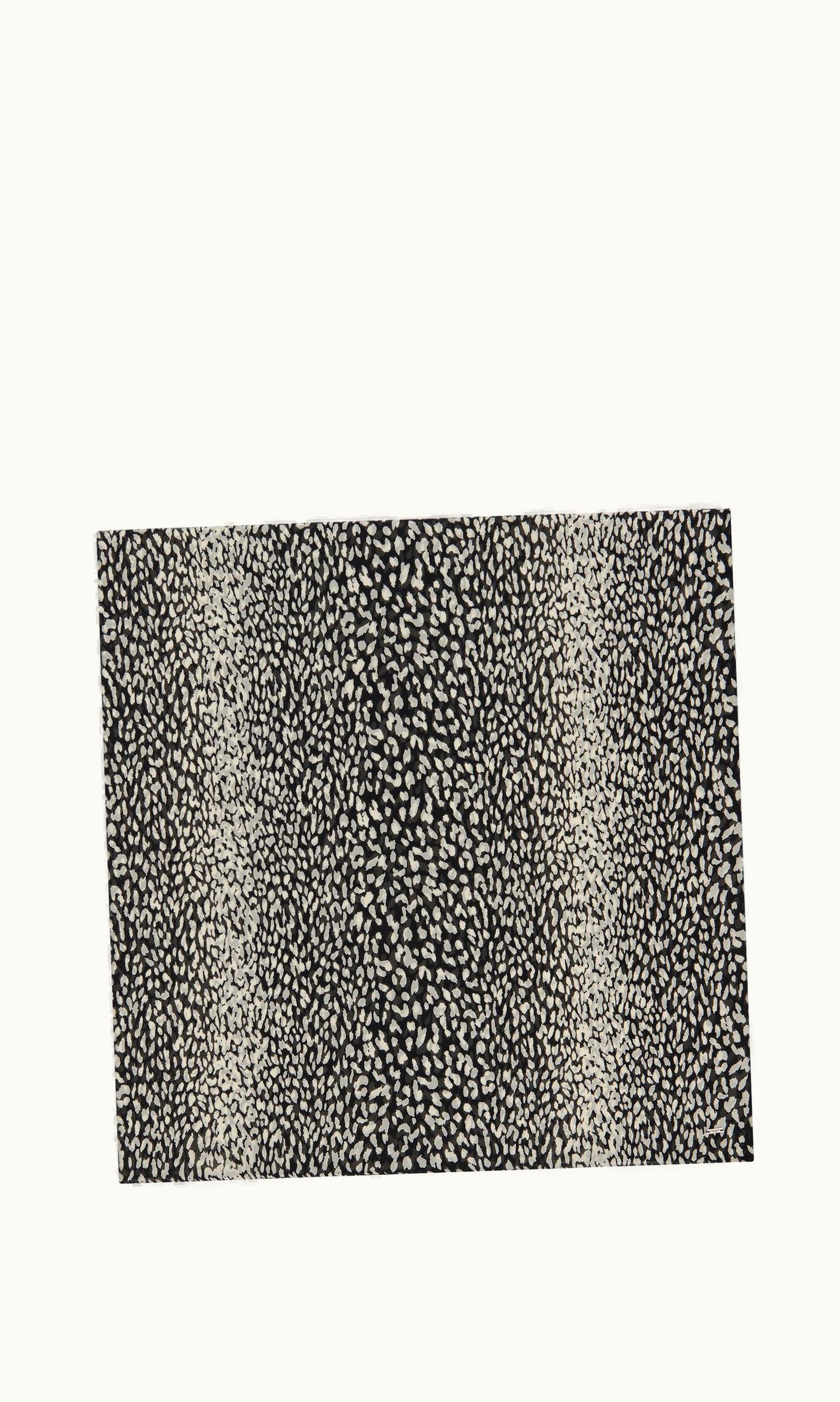 Saint Laurent Saint Laurent Square Scarf In Mini Leopard Silk Georgette Black, White And Grey BLACK, WHITE AND GREY