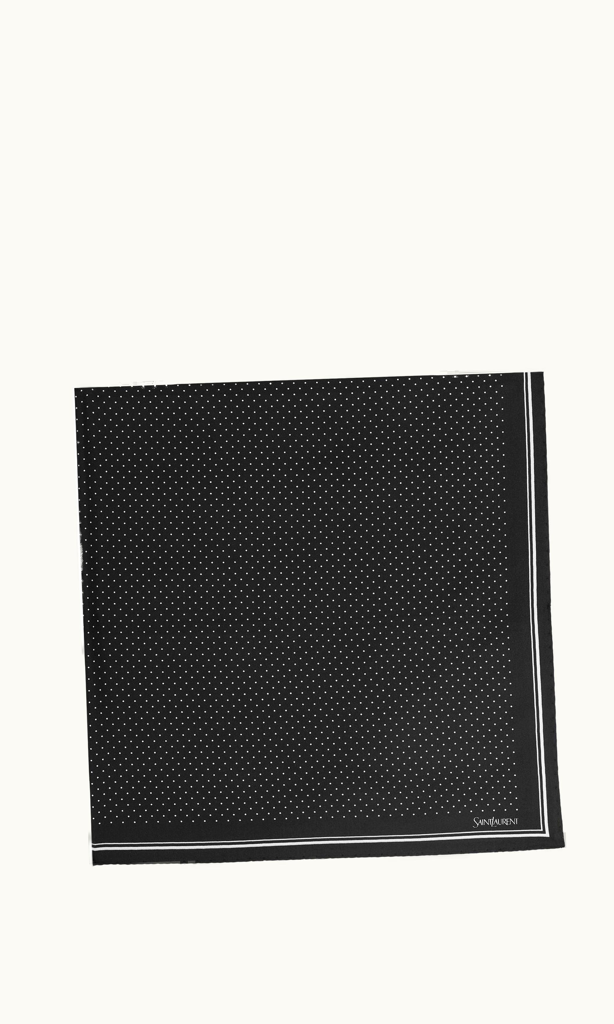 Saint Laurent Saint Laurent Bandana In Dotted Silk Twill Black And Ivory BLACK AND IVORY