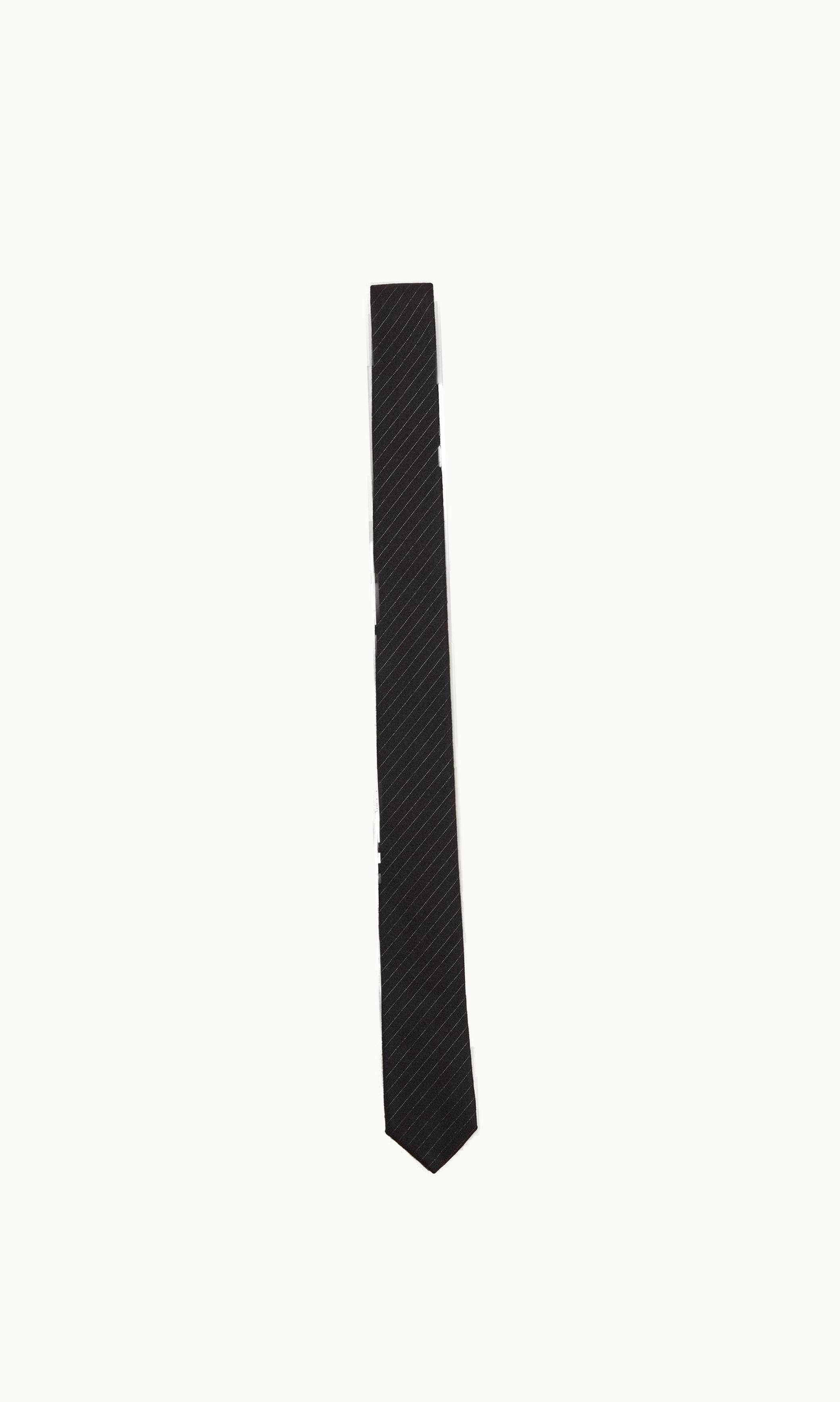 Saint Laurent Saint Laurent Striped Tie In Wool And Silk Jacquard Black And Medium Grey