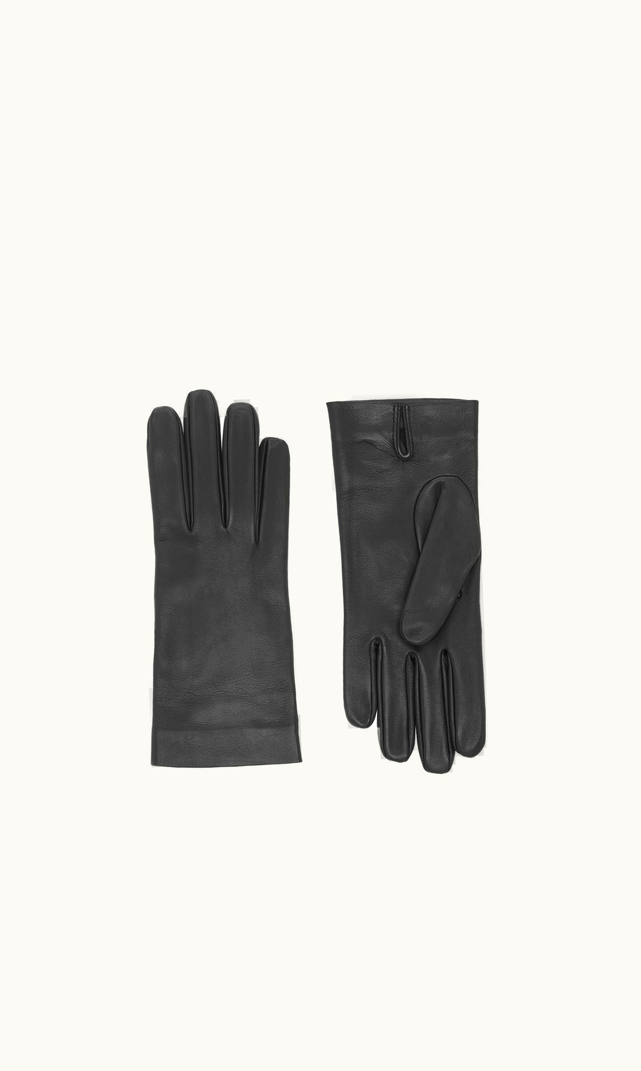 Saint Laurent Saint Laurent Short Gloves In Lambskin And Silk Black