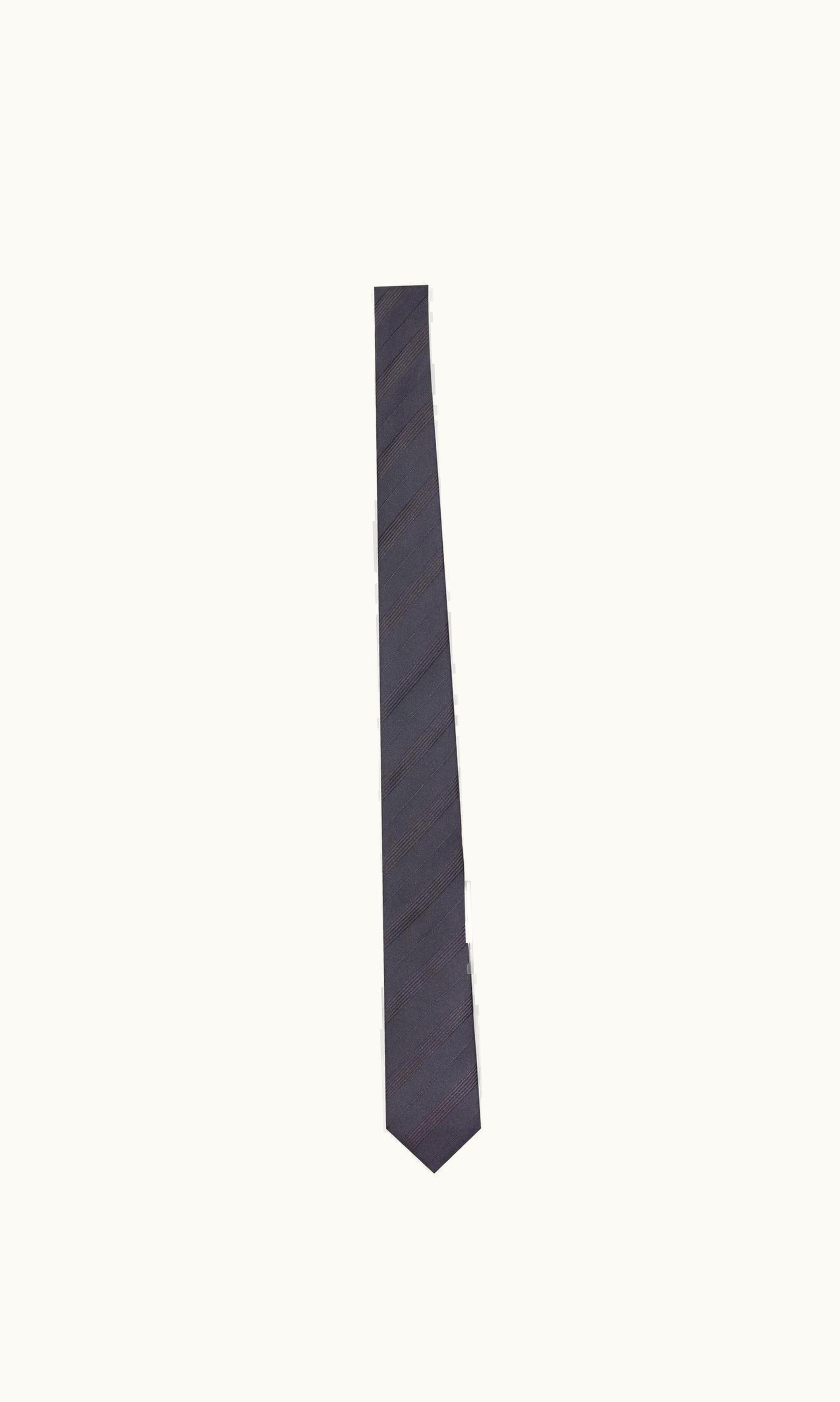Saint Laurent Saint Laurent Striped Tie In Silk Faille Navy