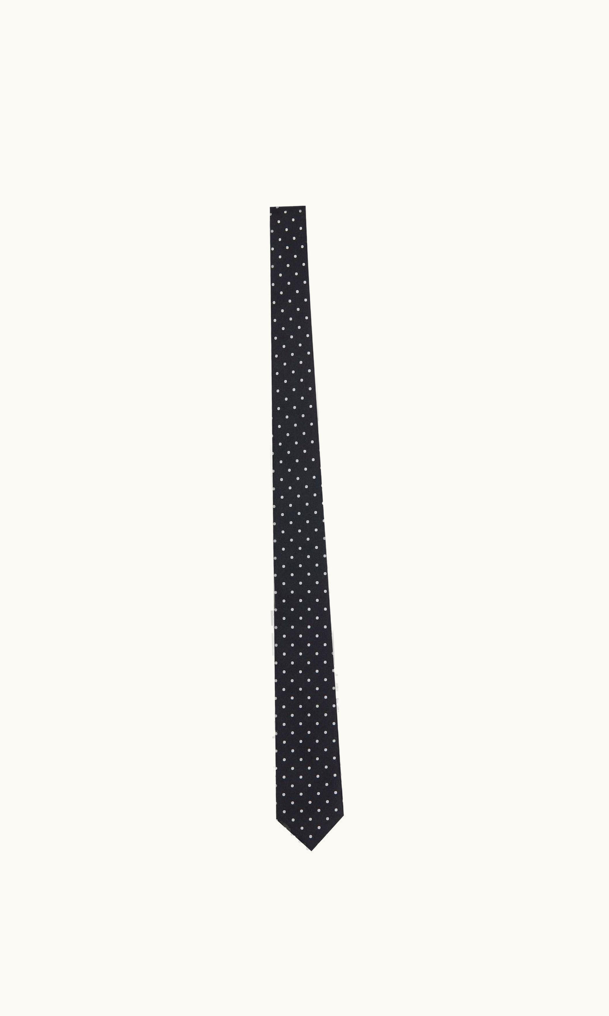 Saint Laurent Saint Laurent Dotted Tie In Silk Jacquard Black And Ivory