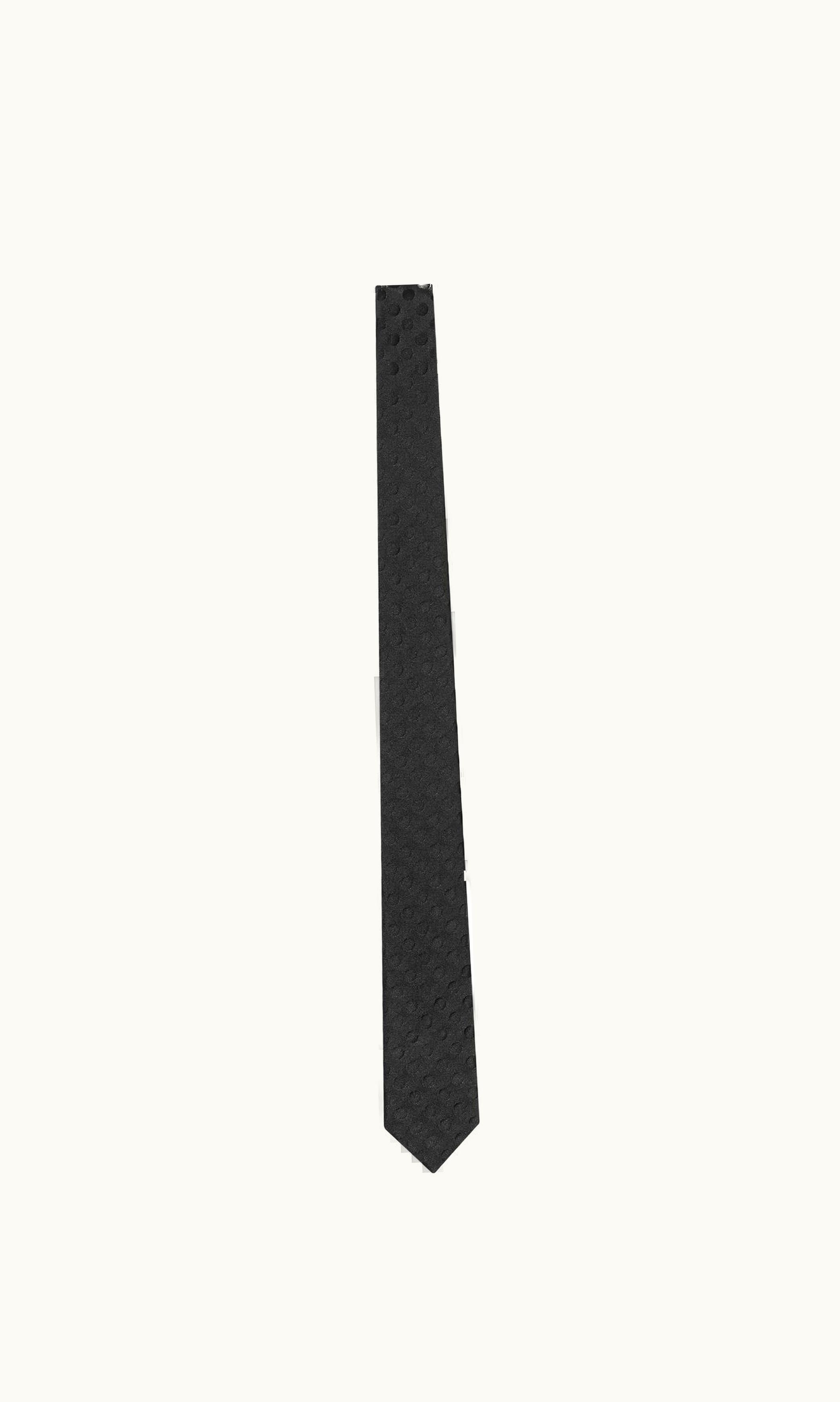 Saint Laurent Saint Laurent Dotted Tie In Shiny And Matte Silk Jacquard Black
