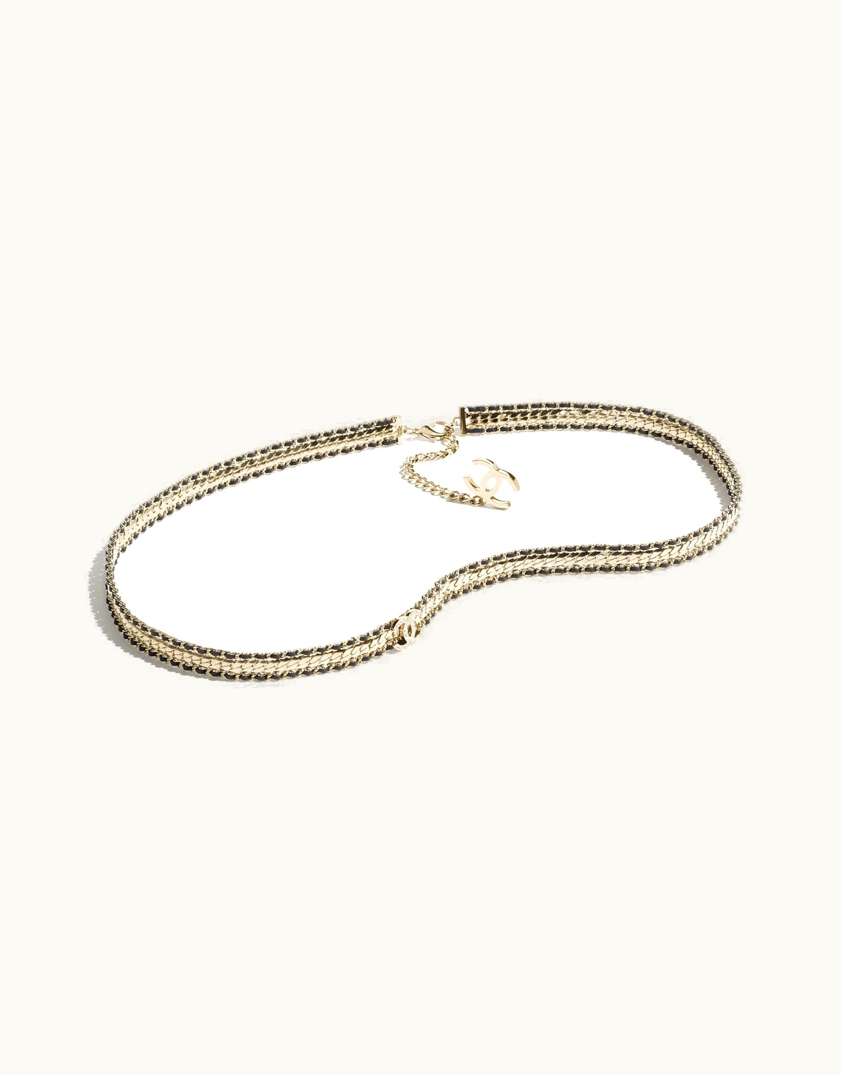 Chanel Chanel Chain Belt - Metal, Lambskin & Strass, Gold, Black & Crystal