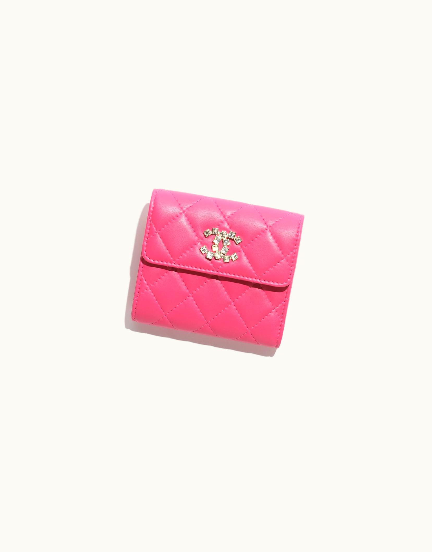 Chanel Chanel Small Flap Wallet - Lambskin, Strass & Gold-Tone Metal, Fuchsia
