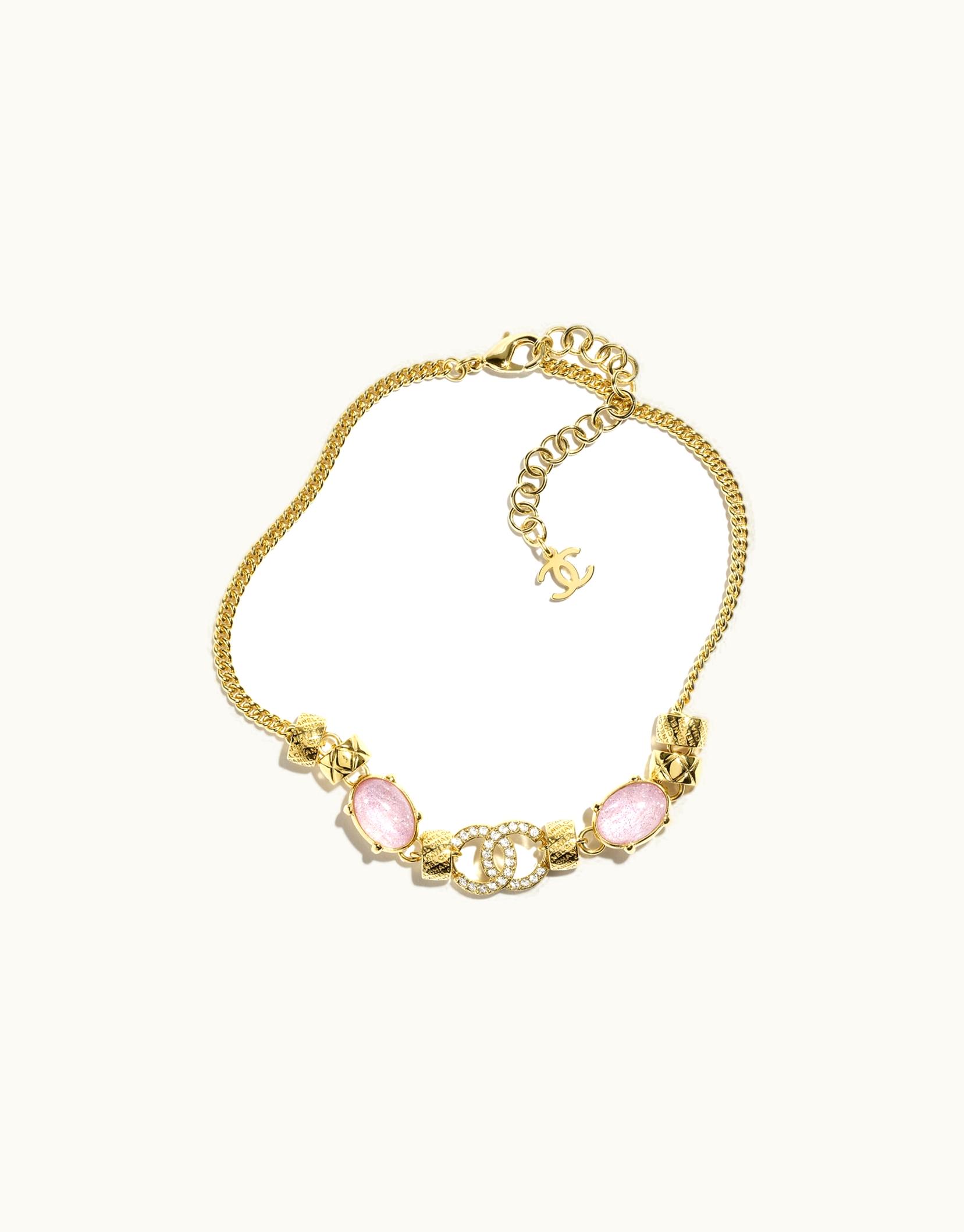 Chanel Chanel Choker - Metal, Glass Pearls & Strass, Gold, Pearly Pink & Crystal