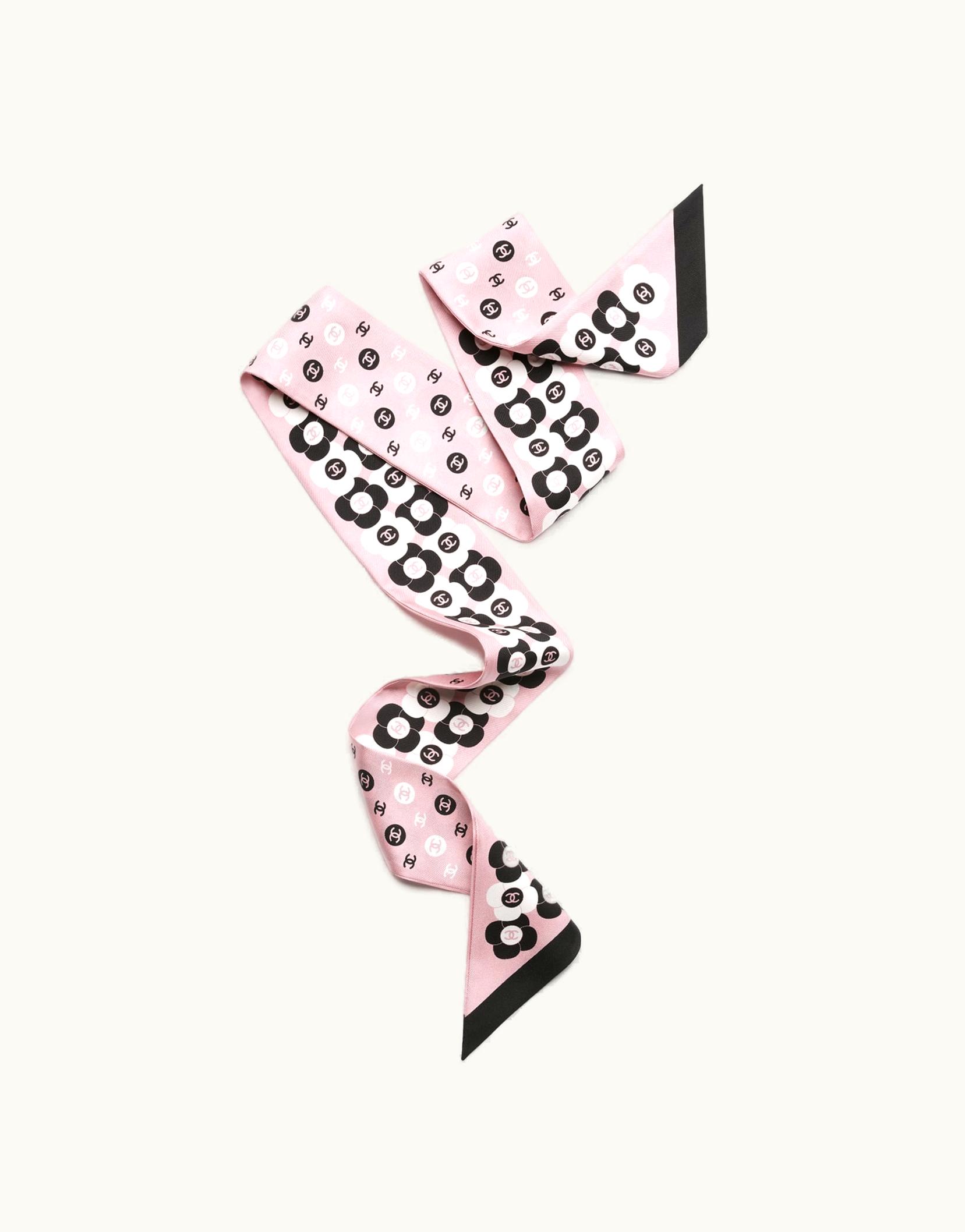 Chanel Chanel Slim Bandeau - Silk Twill, Pink, Black & White