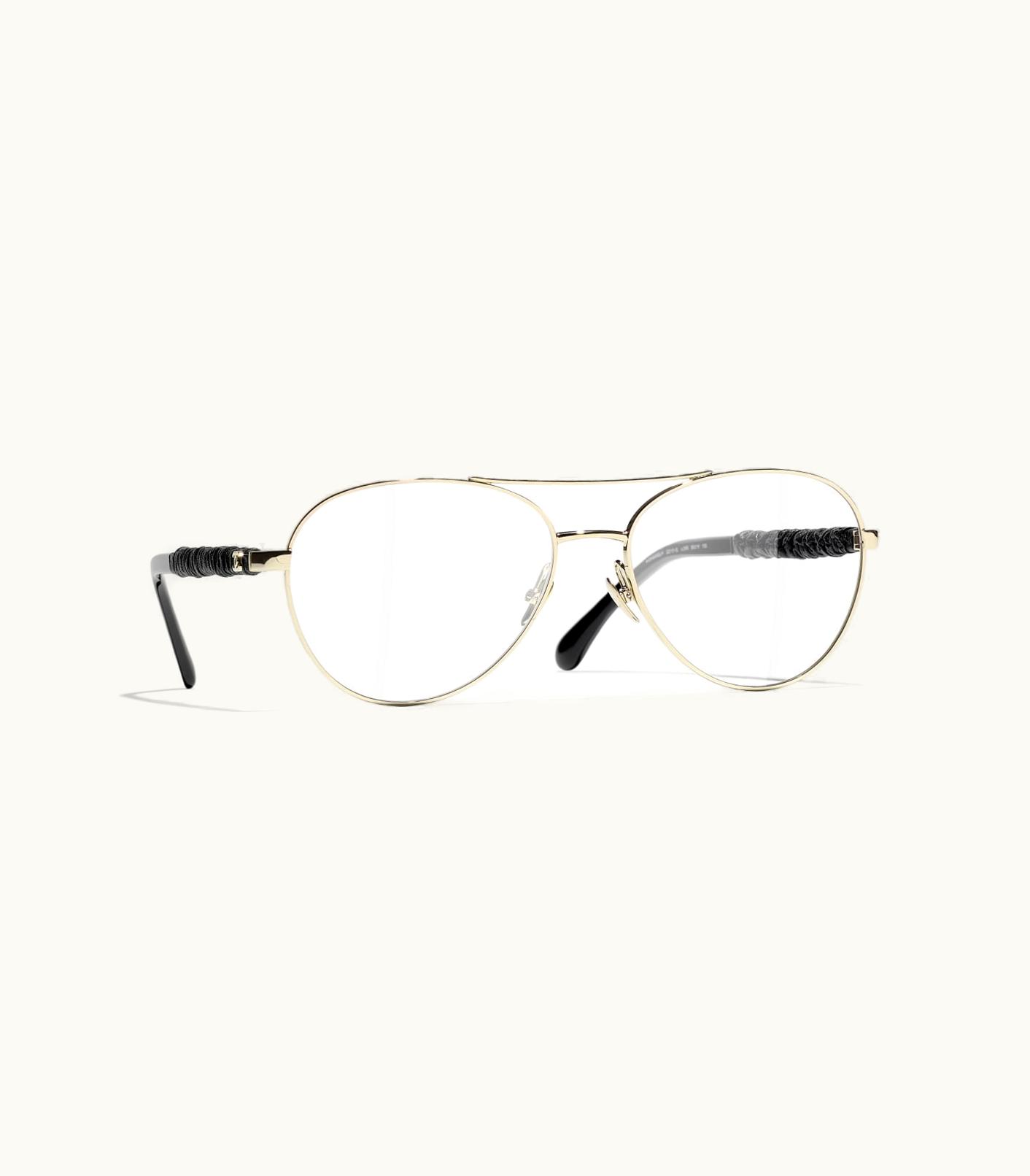 Chanel Chanel Eyeglasses: Pilot Eyeglasses, Metal & Calfskin