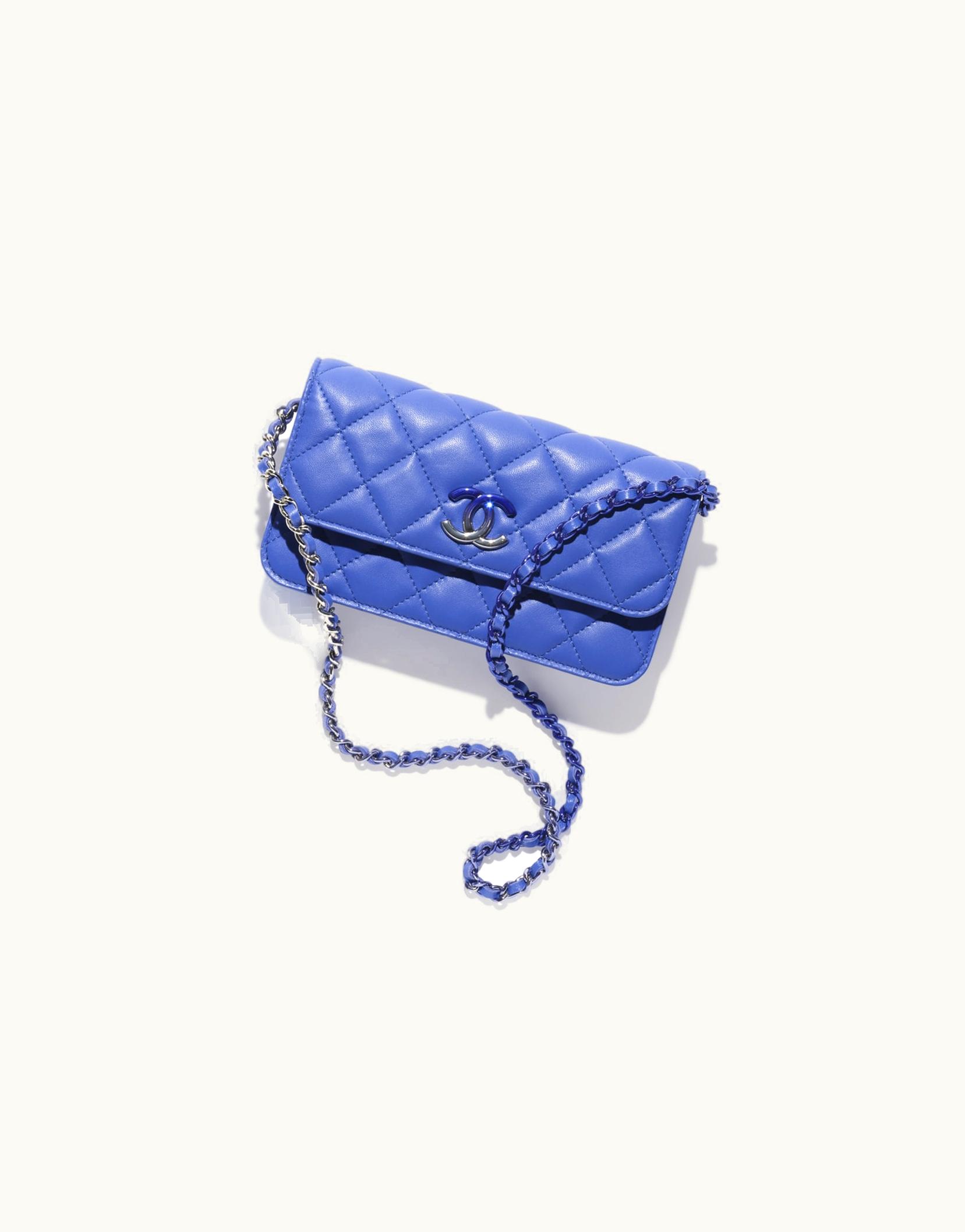 Chanel Chanel Flap Phone Holder With Chain - Lambskin & Gradient Lacquered Metal, Blue
