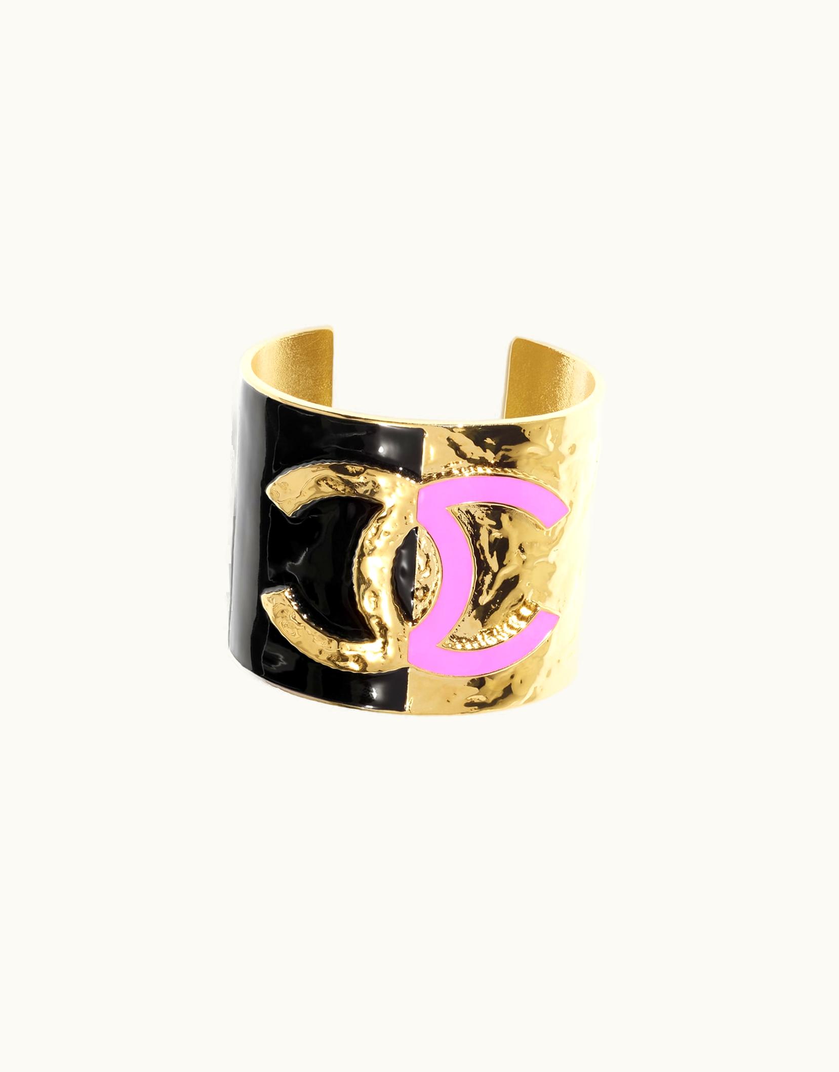 Chanel Chanel Cuff - Metal, Gold, Black & Pink