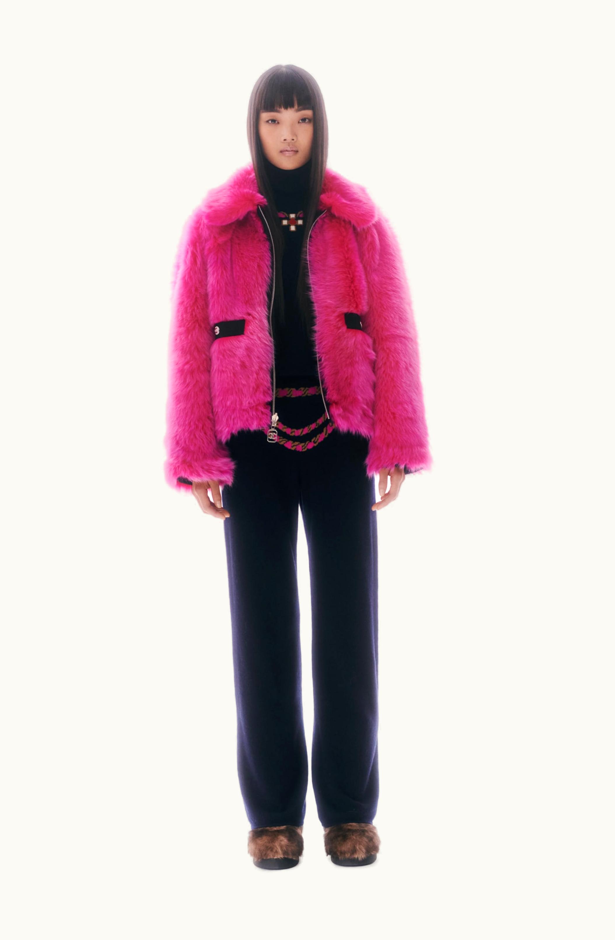 Chanel Chanel Blouson - Shearling Lambskin & Technical Satin, Black & Fuchsia