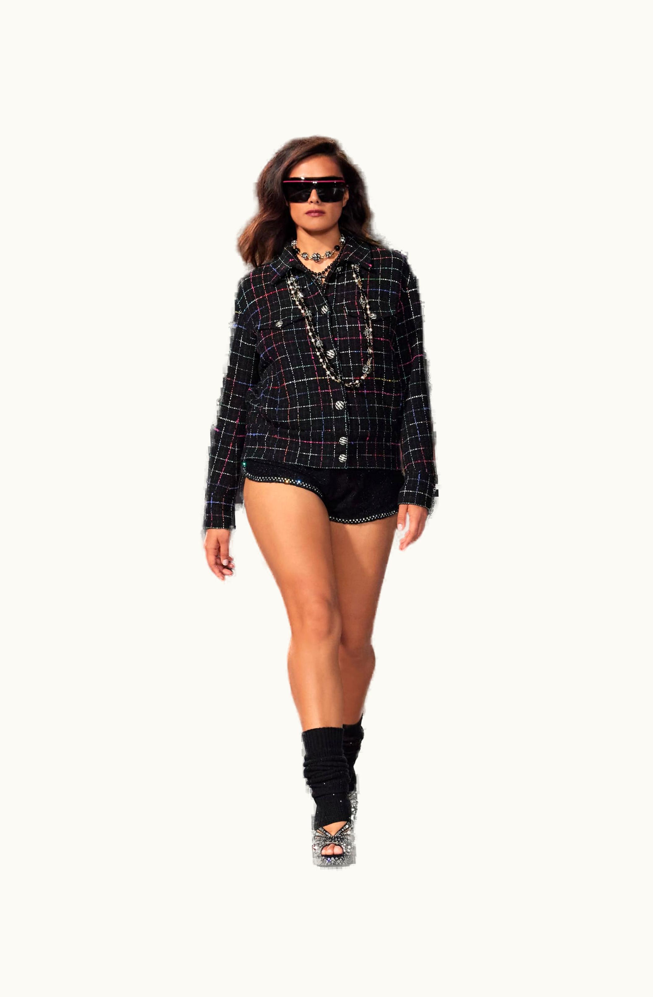 Chanel Chanel Blouson - Embroidered Cotton Tweed, Black, Pink, White, Blue & Yellow