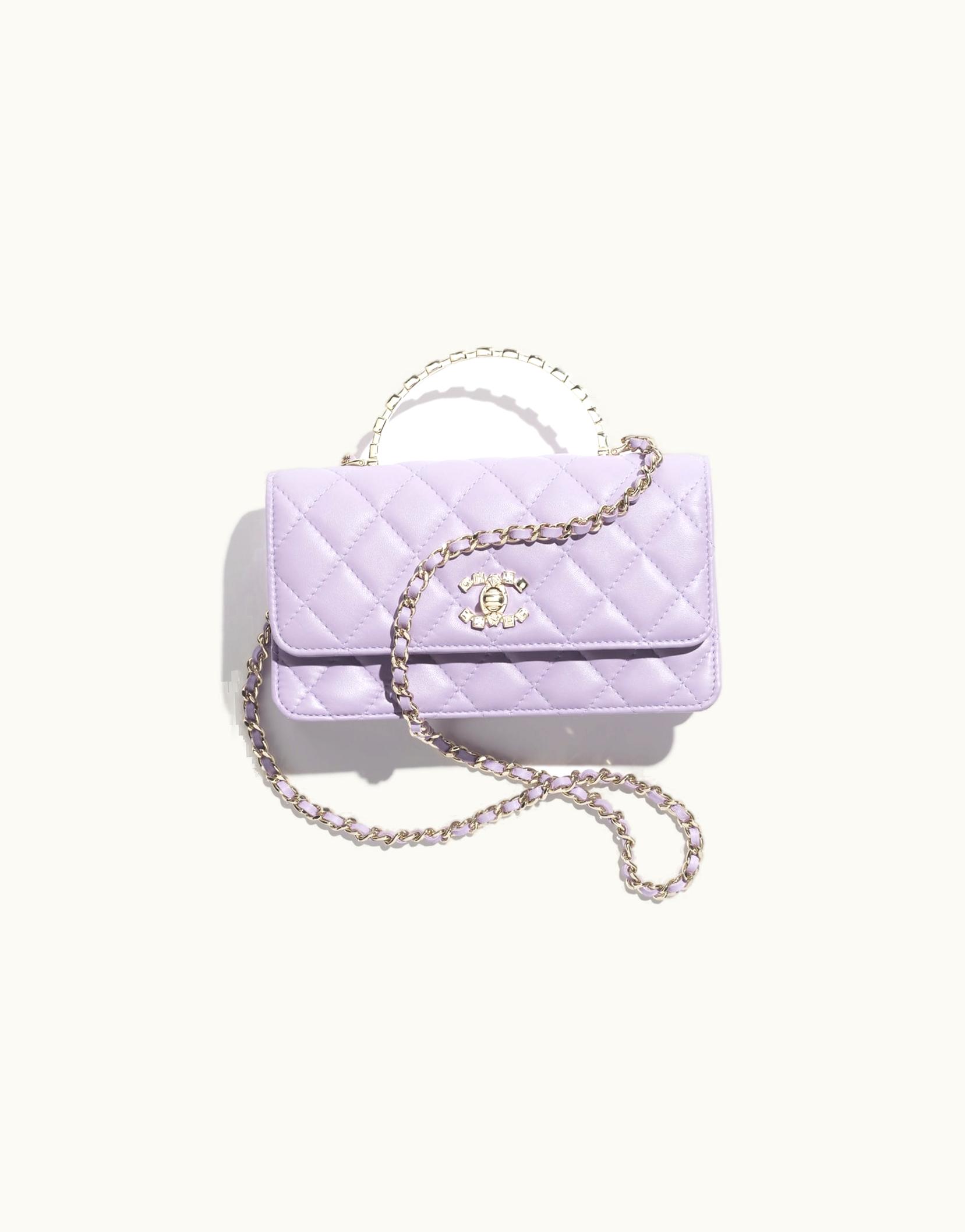 Chanel Chanel Clutch With Chain - Lambskin, Strass & Gold-Tone Metal, Lilac