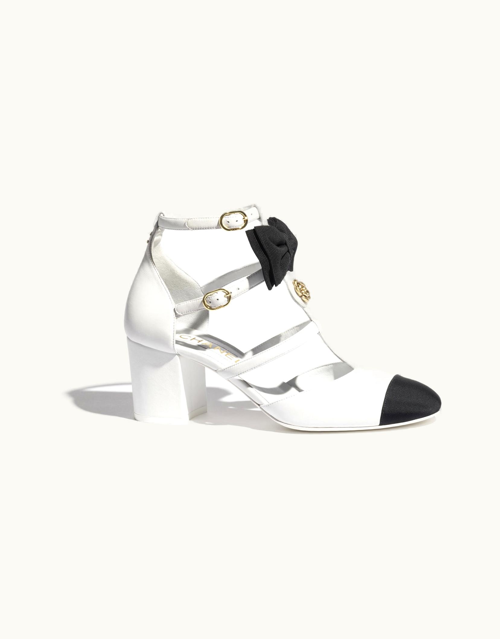 Chanel Chanel Mary Janes - Lambskin & Grosgrain, White & Black