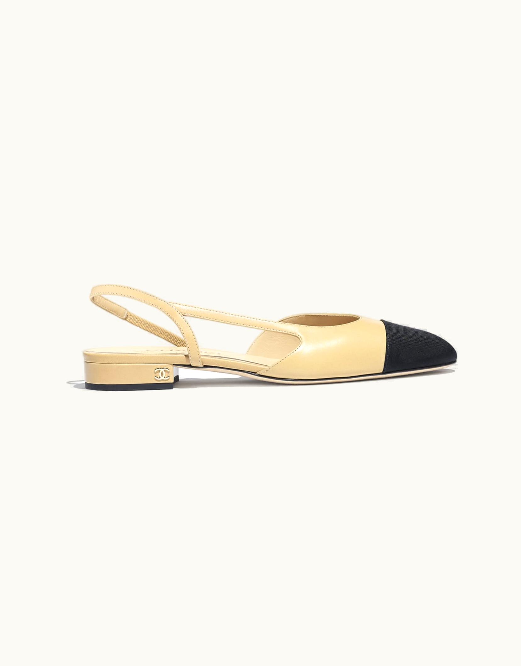 Chanel Chanel Slingbacks - Goatskin & Grosgrain, Beige & Black