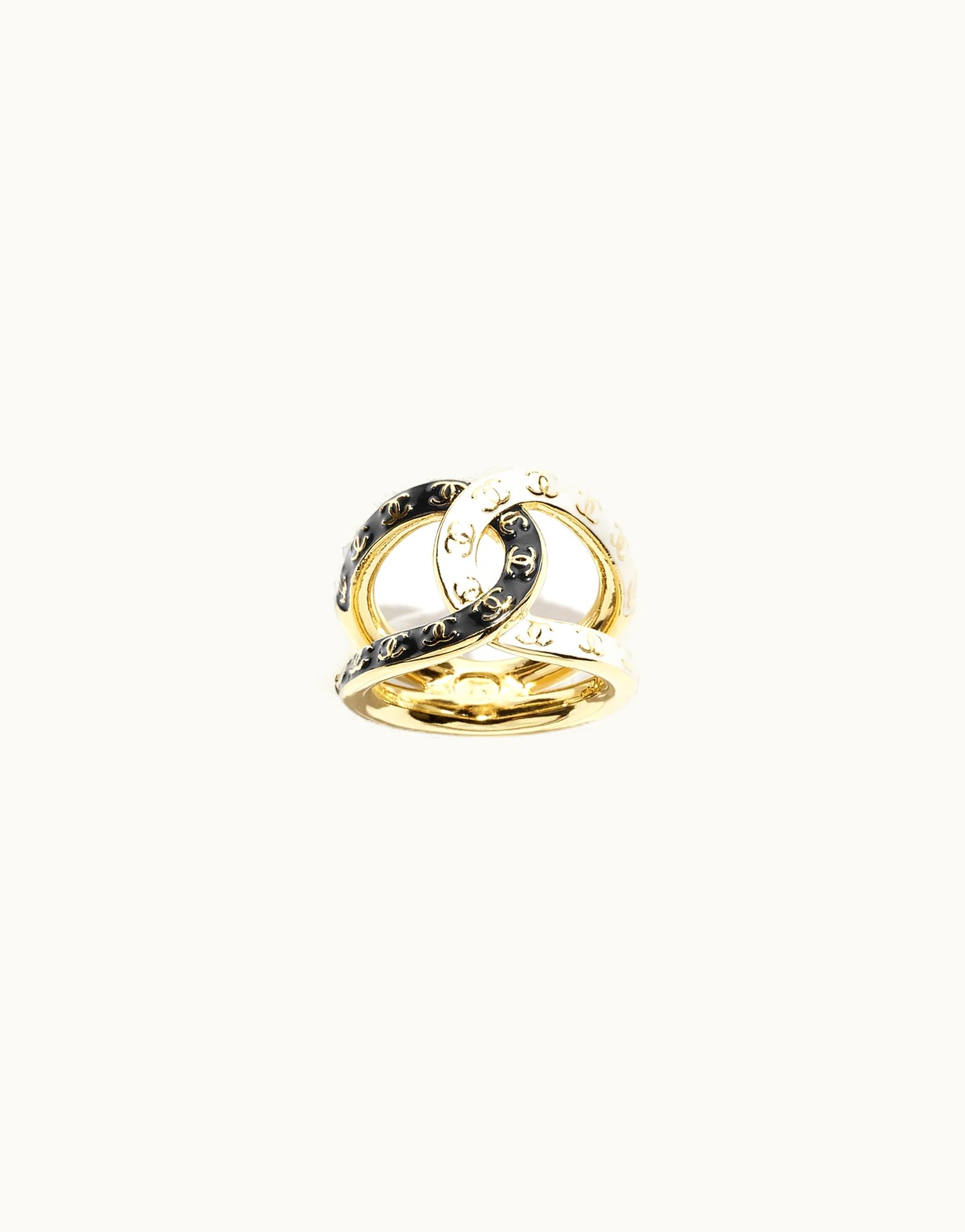 Chanel Chanel Ring - Metal, Gold, White & Black
