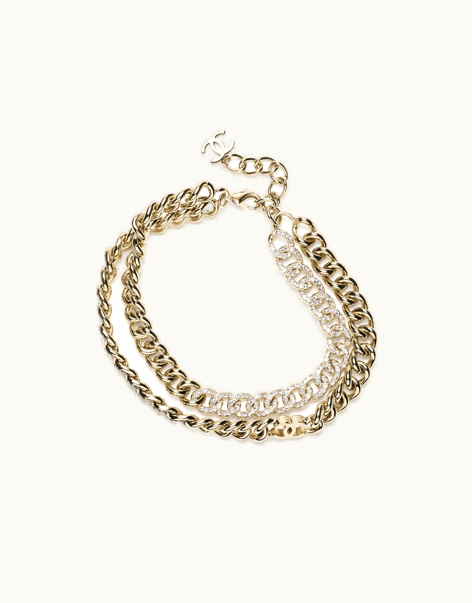 Chanel Chanel Necklace - Metal & Strass, Gold, Black & Crystal