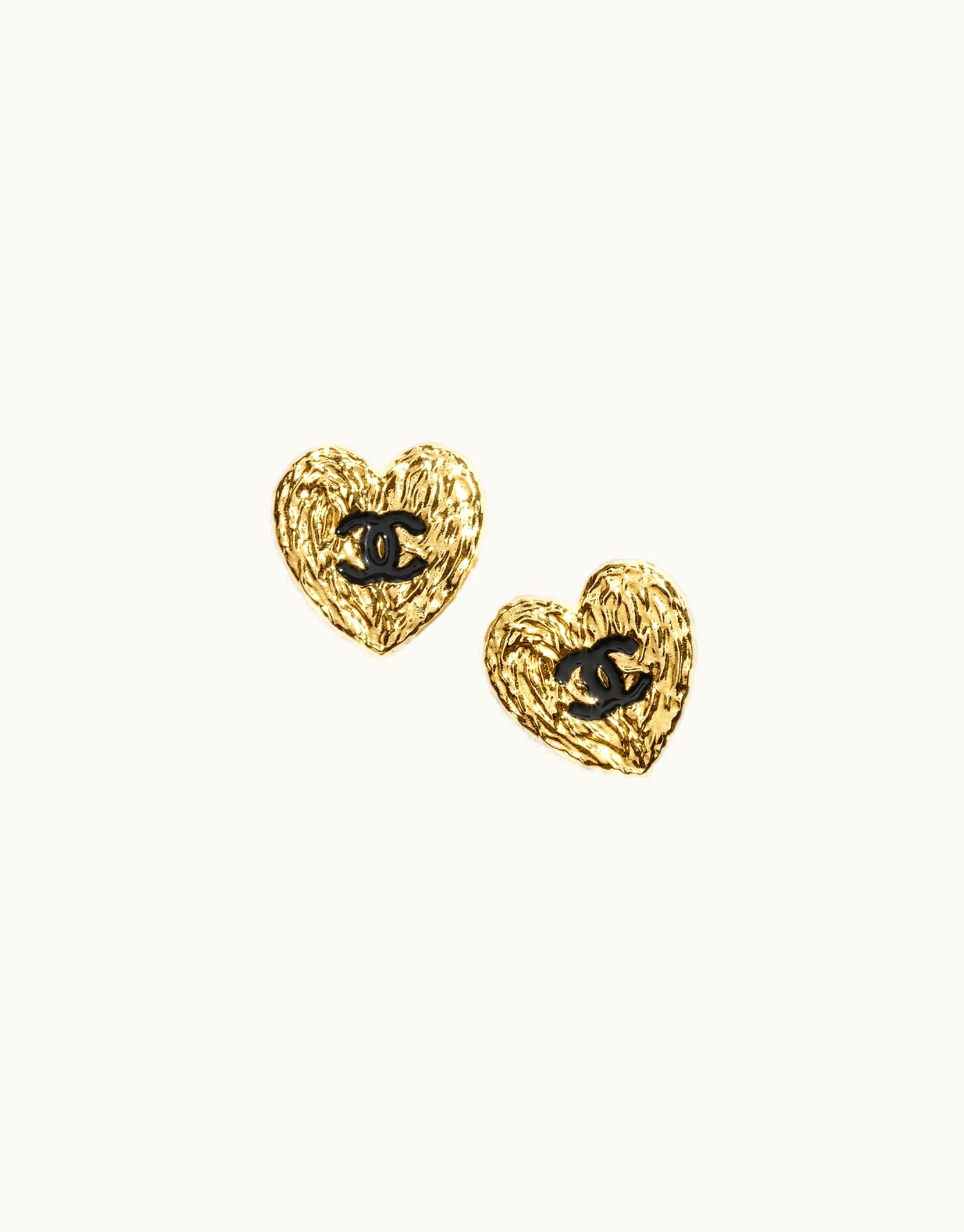 Chanel Chanel Stud Earrings - Metal, Gold & Black