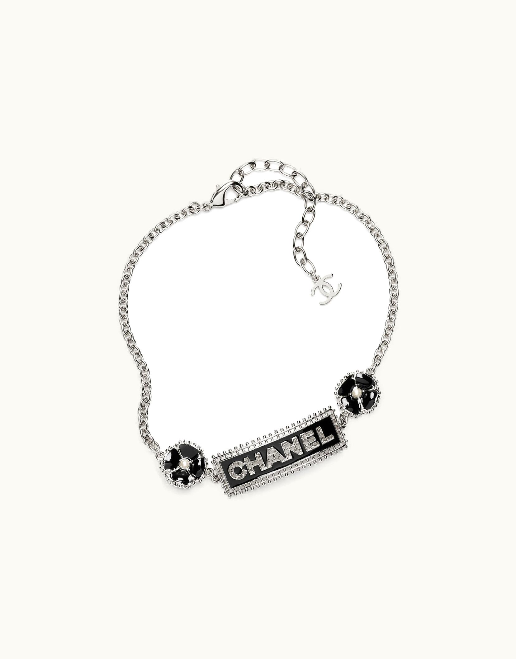 Chanel Chanel Choker - Metal & Glass Pearls, Silver, Black & Pearly White