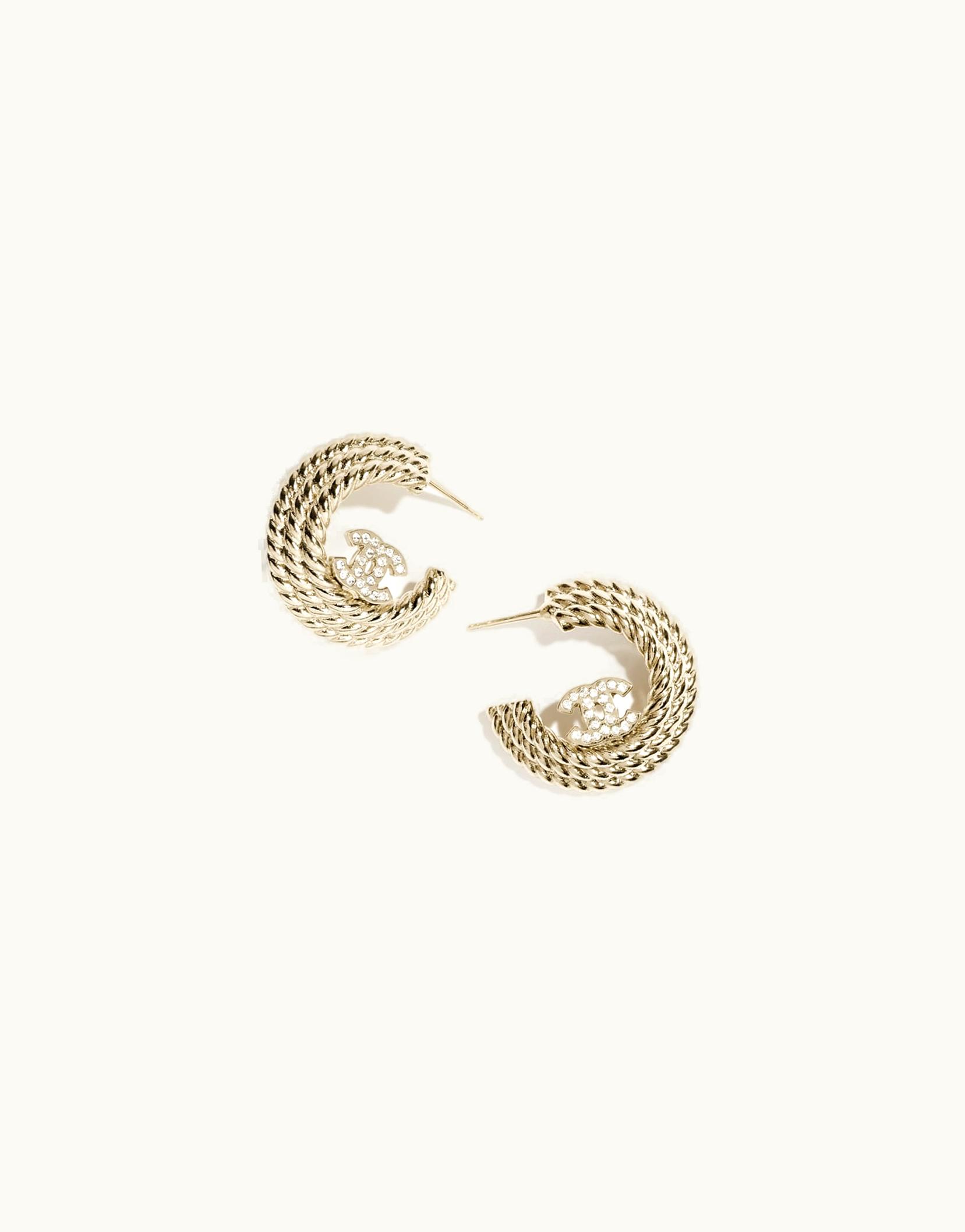 Chanel Chanel Hoop Earrings - Metal & Strass, Gold & Crystal