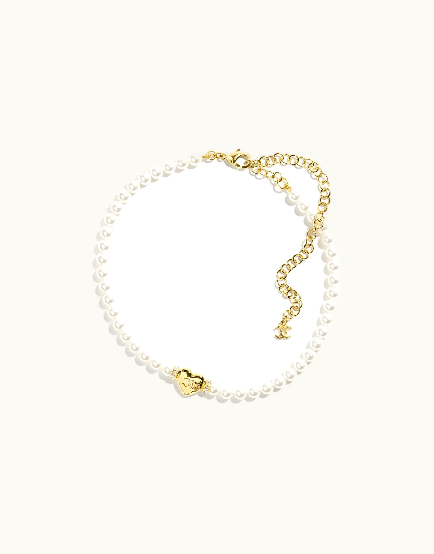 Chanel Chanel Choker - Metal, Glass Pearls & Strass, Gold, Pearly White & Crystal