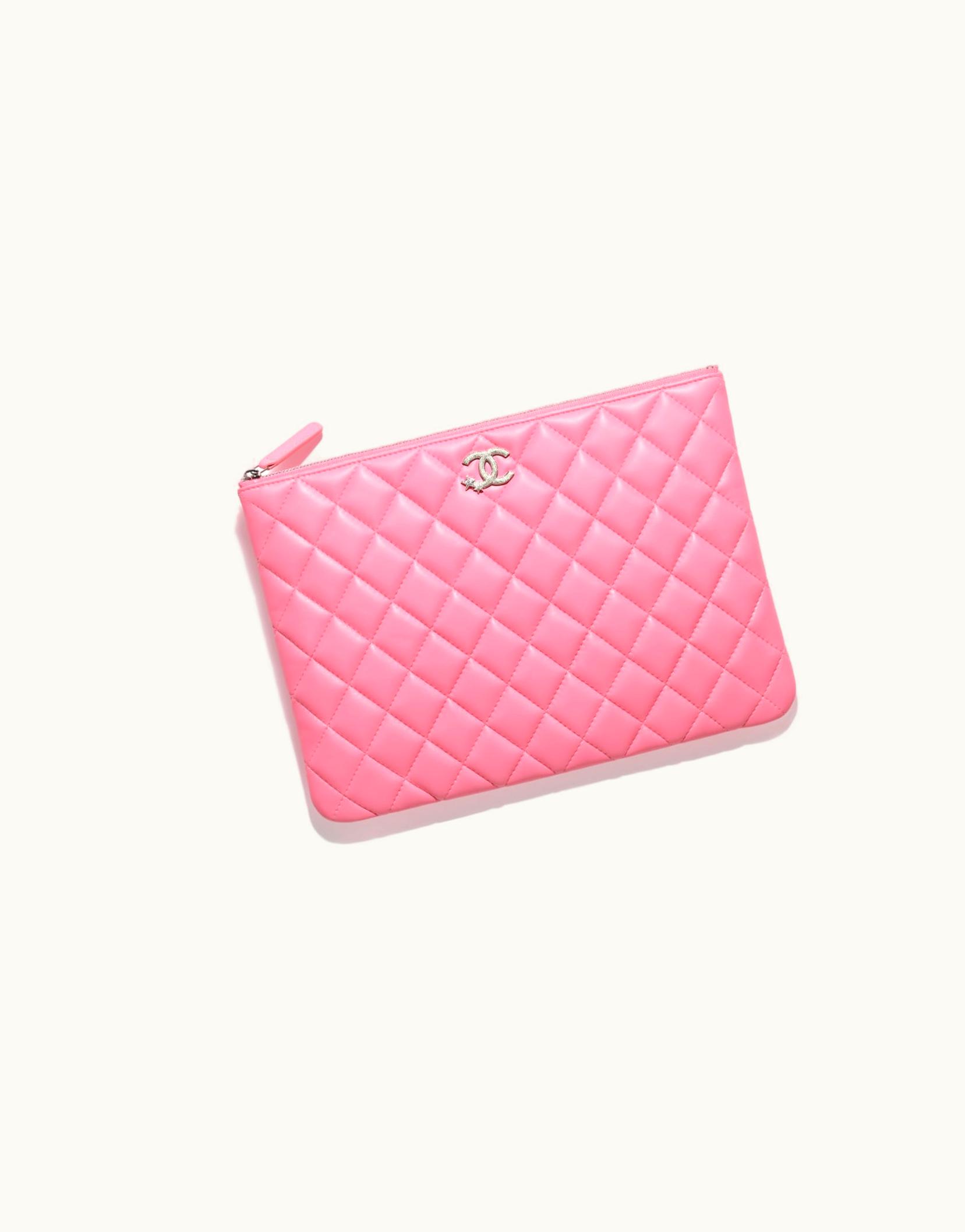 Chanel Chanel Pouch - Lambskin, Strass & White Métal, Coral Pink
