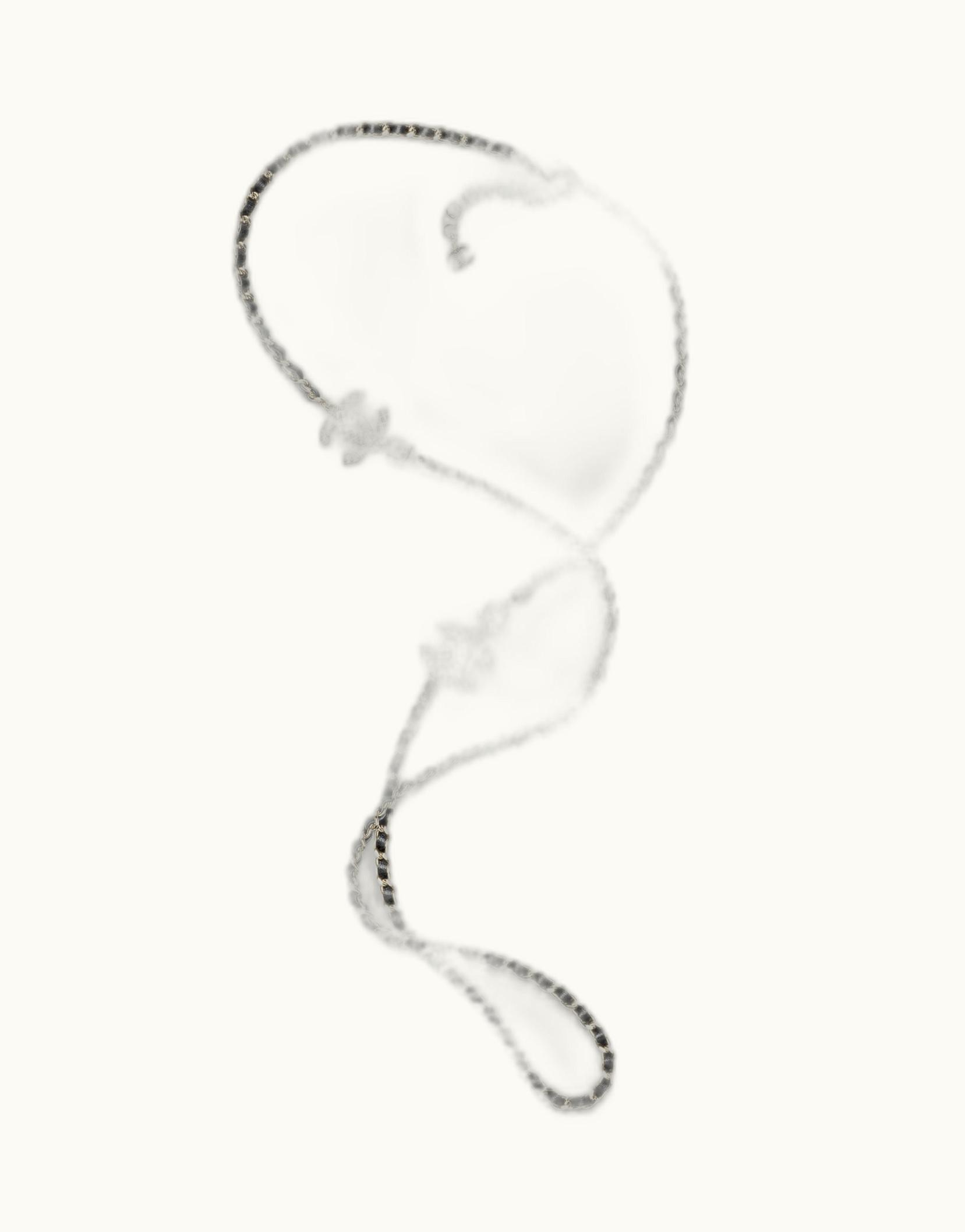 Chanel Chanel Long Necklace - Metal, Calfskin & Strass, Gold, Black & Crystal Gold, Black & Crystal