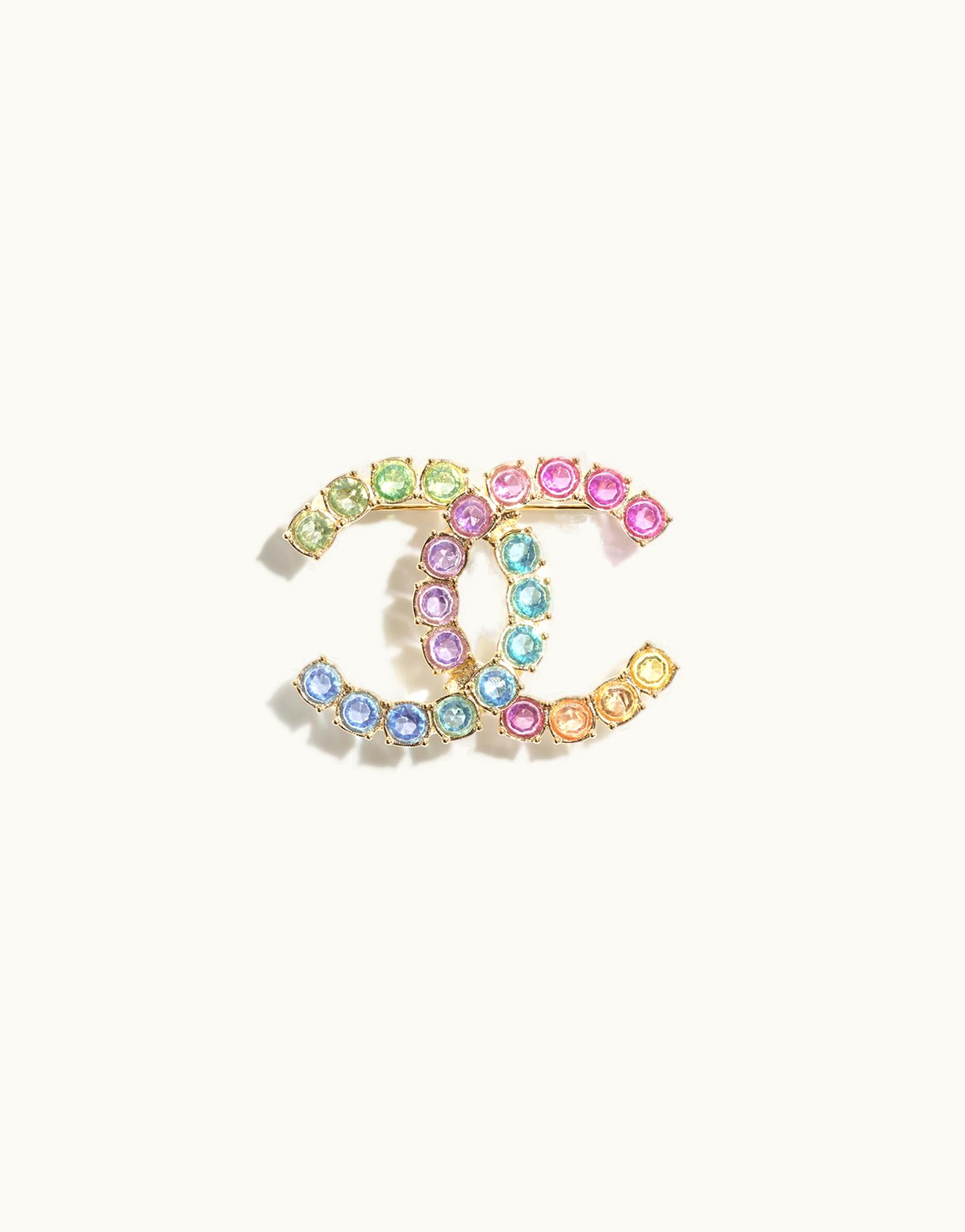 Chanel Chanel Brooch - Metal & Strass, Gold & Multicolor