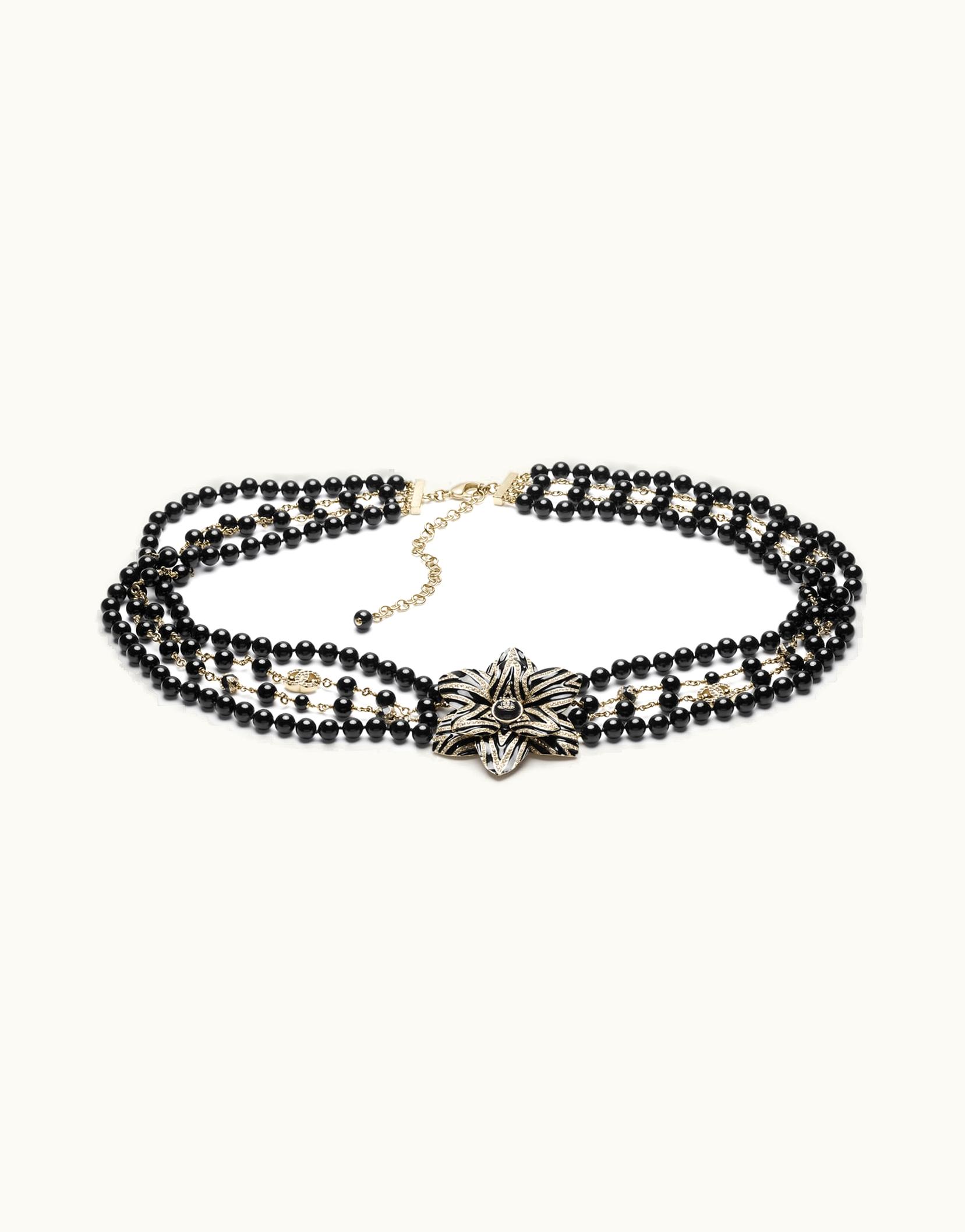 Chanel Chanel Chain Belt - Metal, Glass Pearls, Imitation Pearls & Strass, Gold, Black & Crystal