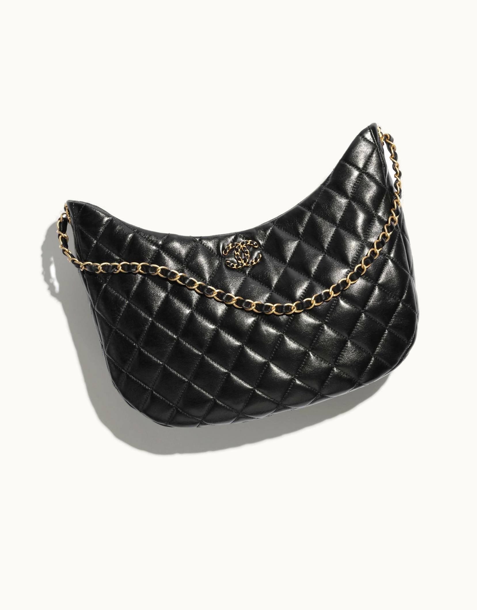 Chanel Chanel Large Hobo Bag, Lambskin & Gold-Tone Metal, Black