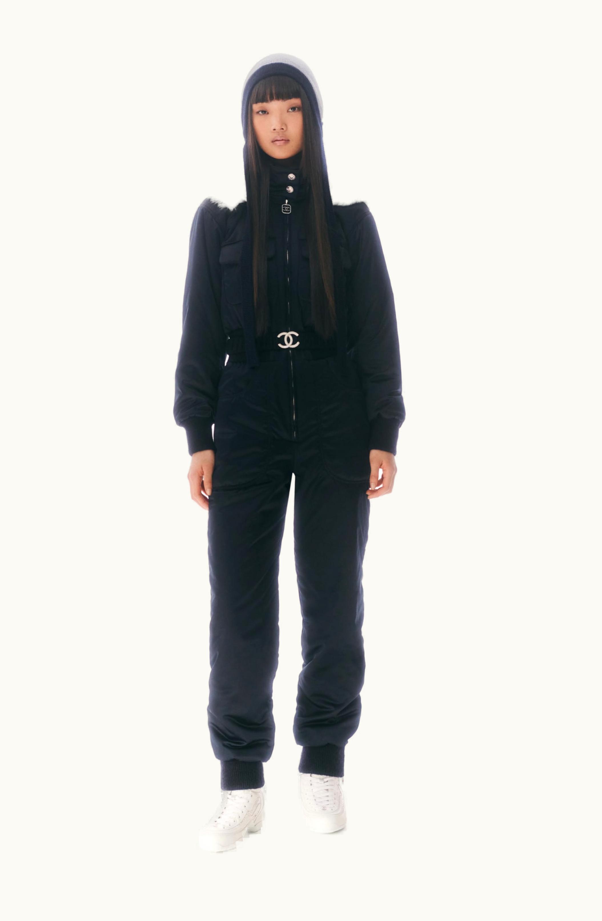 Chanel Chanel Jumpsuit - Technical Satin, Cachmere & Shearling Lambskin, Navy Blue & White