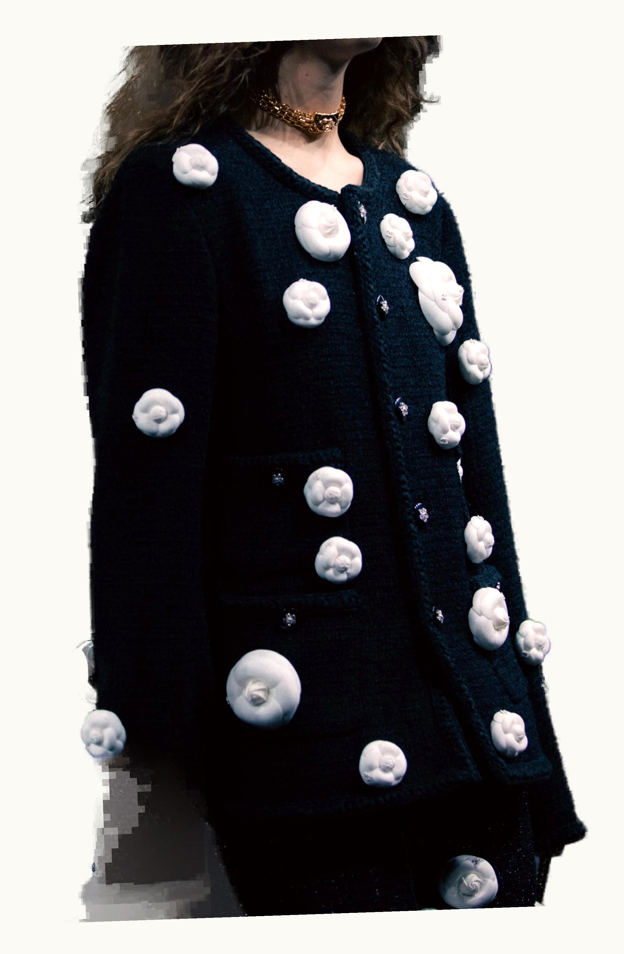 Chanel Chanel Jacket - Wool Tweed & Camellias, Black & White