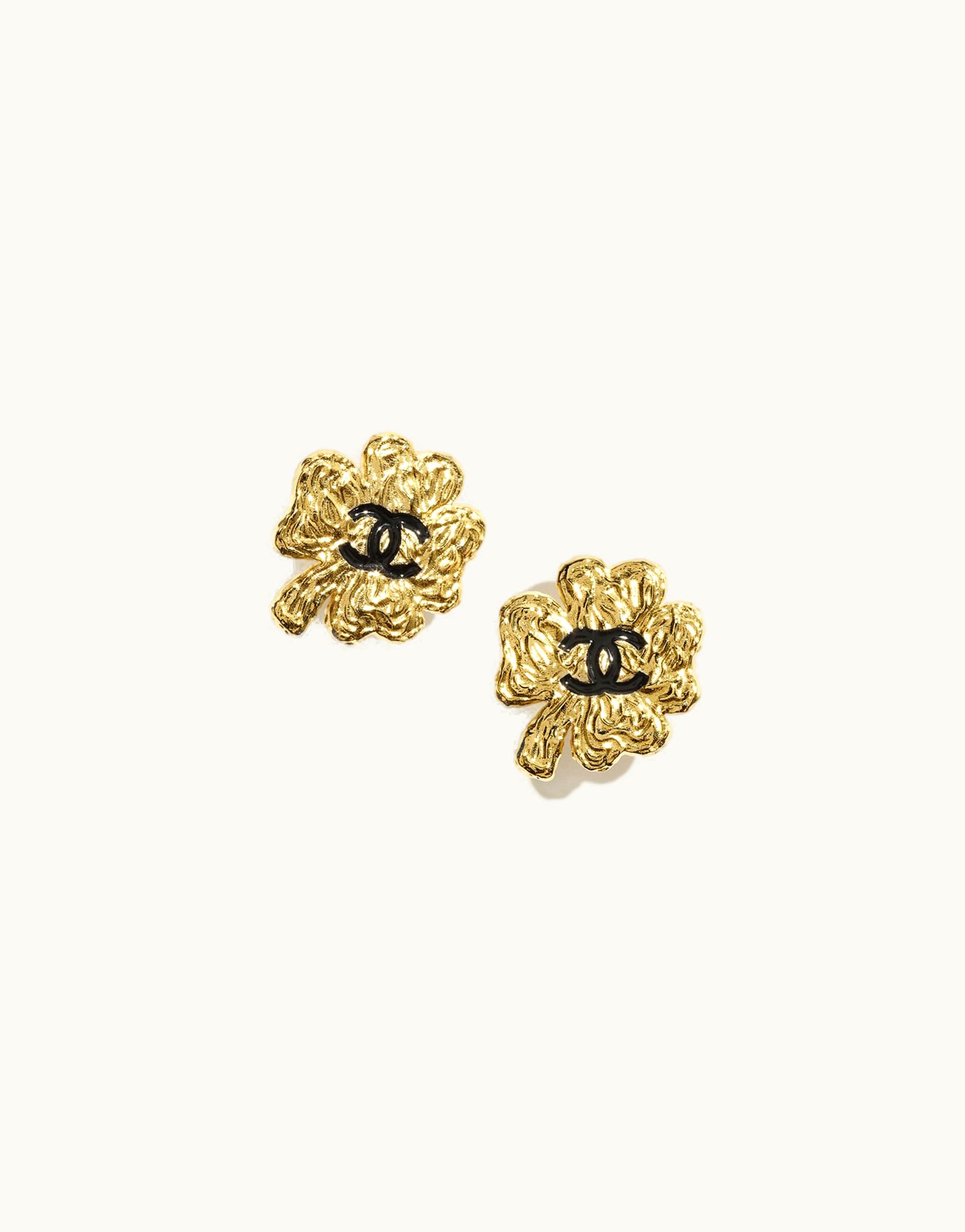 Chanel Chanel Stud Earrings - Metal, Gold & Black ABC949B16086NW195