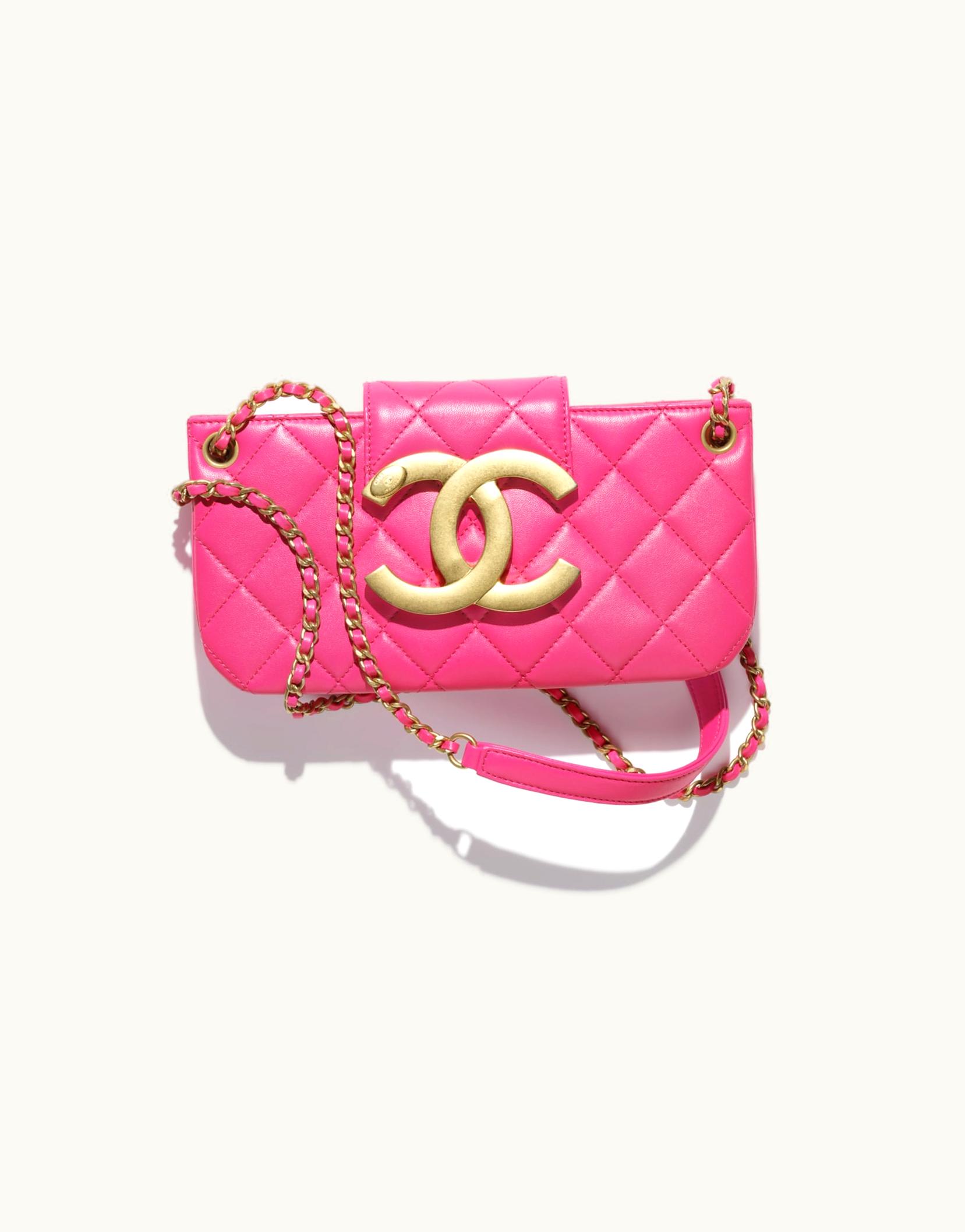 Chanel Chanel Baguette Bag, Lambskin & Gold-Tone Metal, Fuchsia