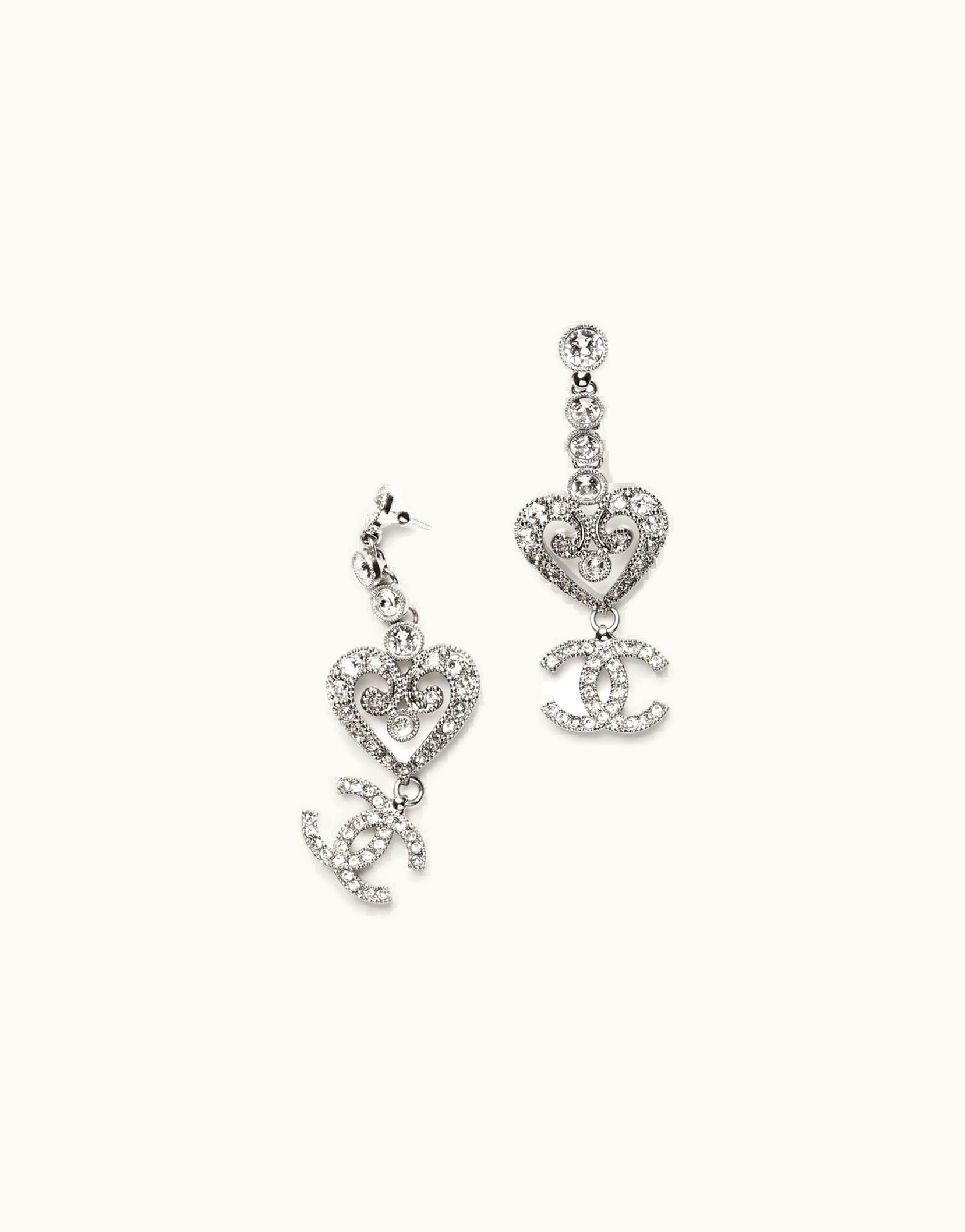 Chanel Chanel Pendant Earrings - Metal & Strass, Silver & Crystal