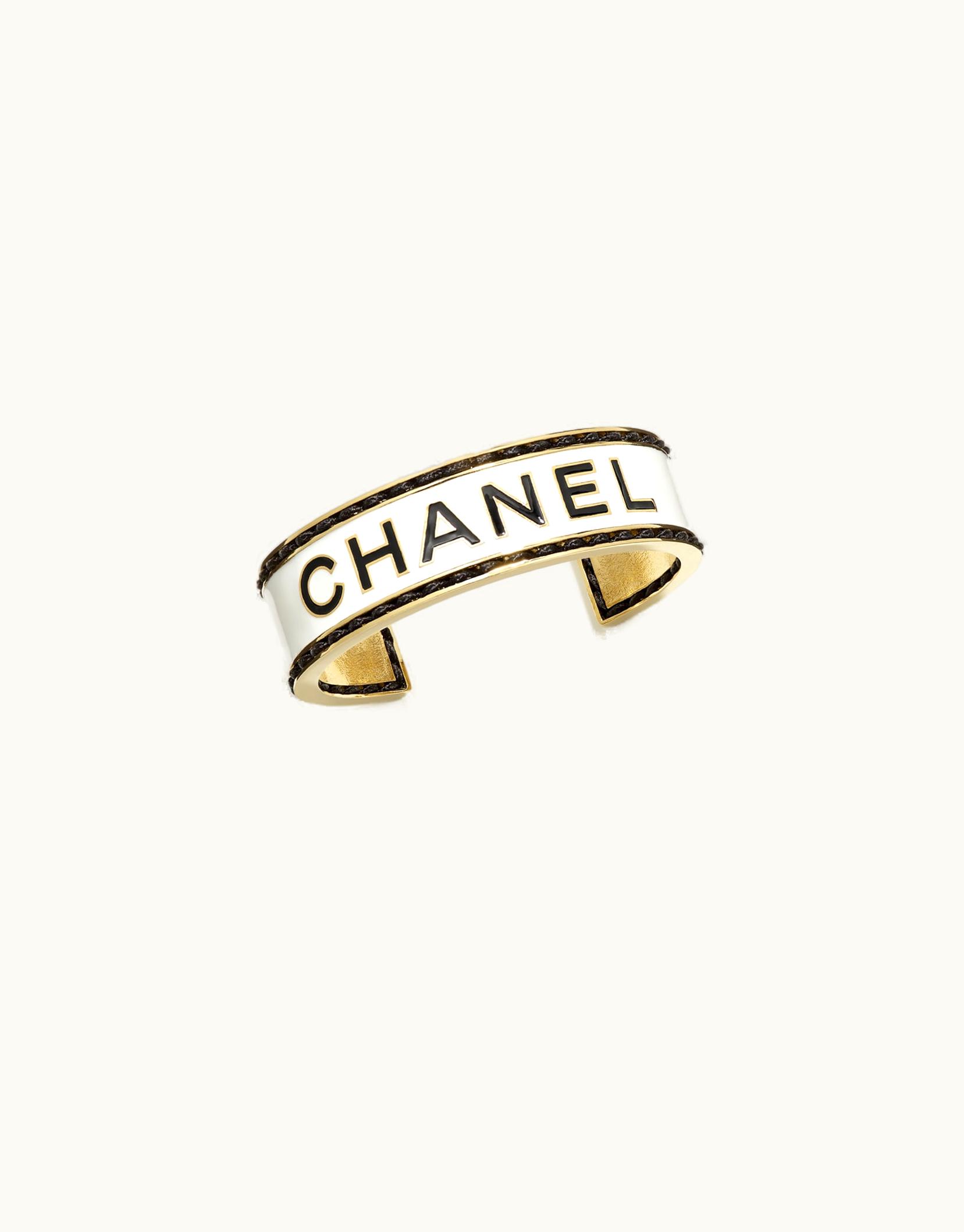 Chanel Chanel Cuff - Metal & Resin, Gold, Black & White