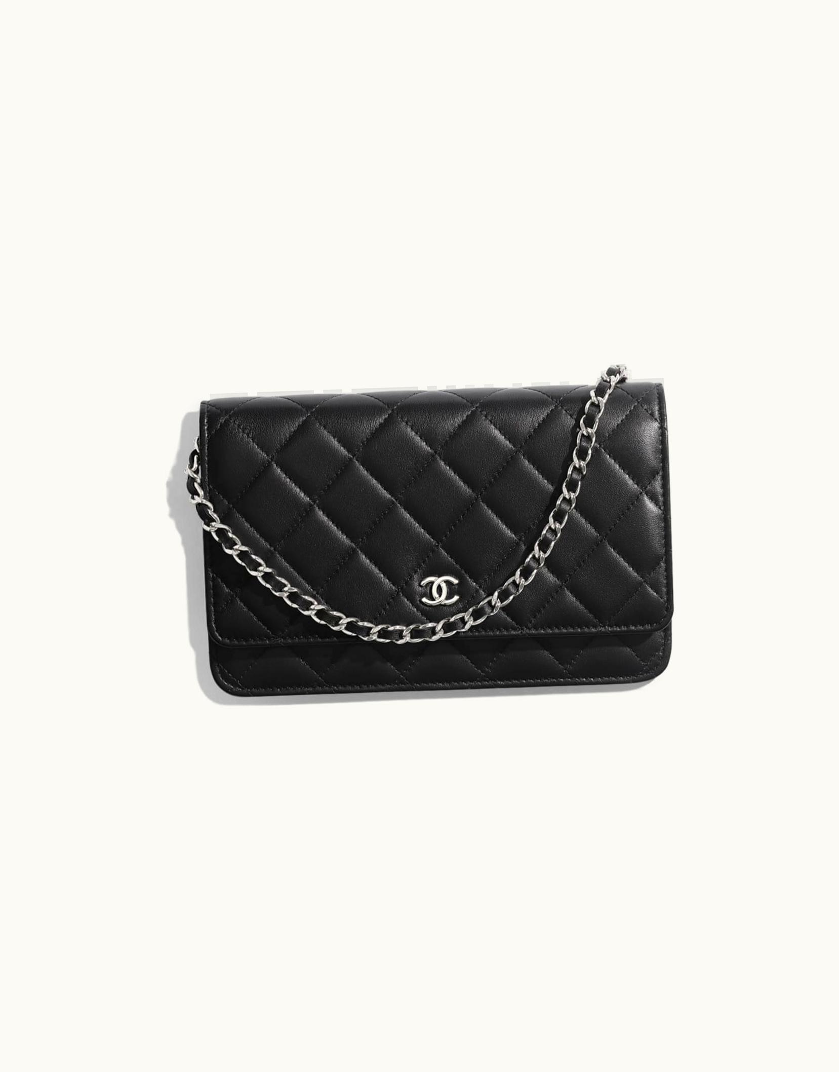 Chanel Chanel Classic Wallet On Chain - Lambskin & Silver-Tone Metal, Black