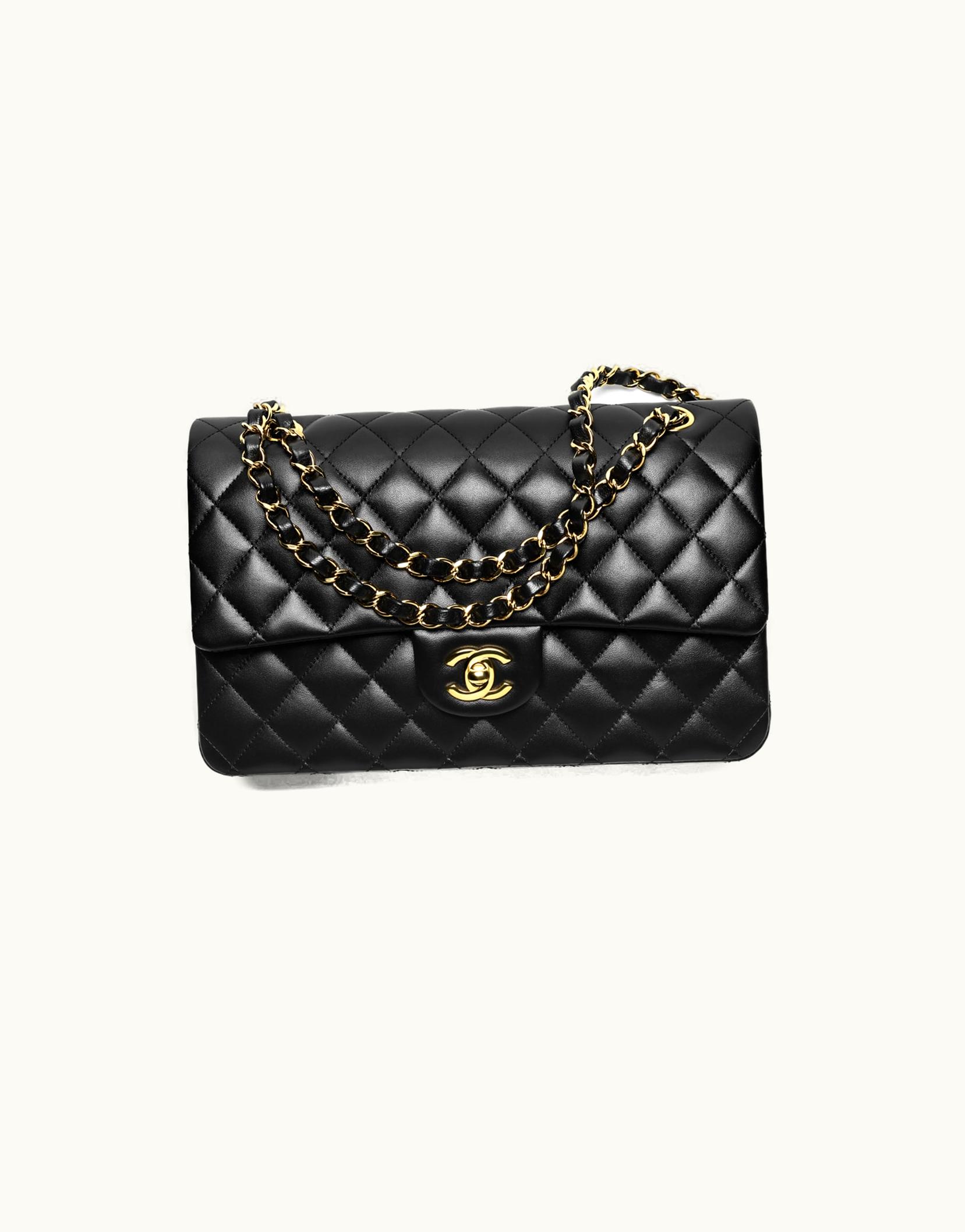 Chanel Chanel Classic Handbag, Lambskin & Gold-Tone Metal, Black