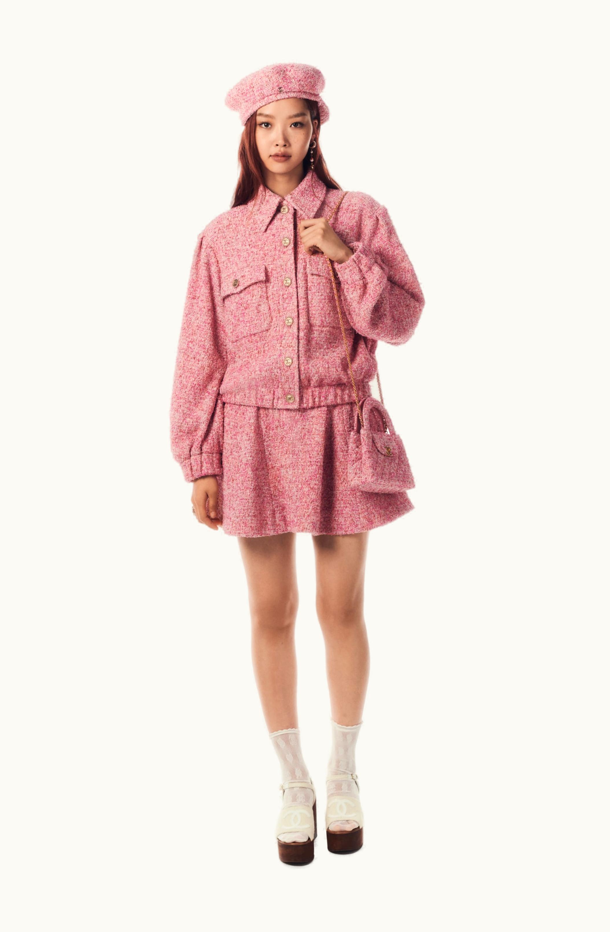 Chanel Chanel Blouson - Cotton Tweed, Pink & Ecru