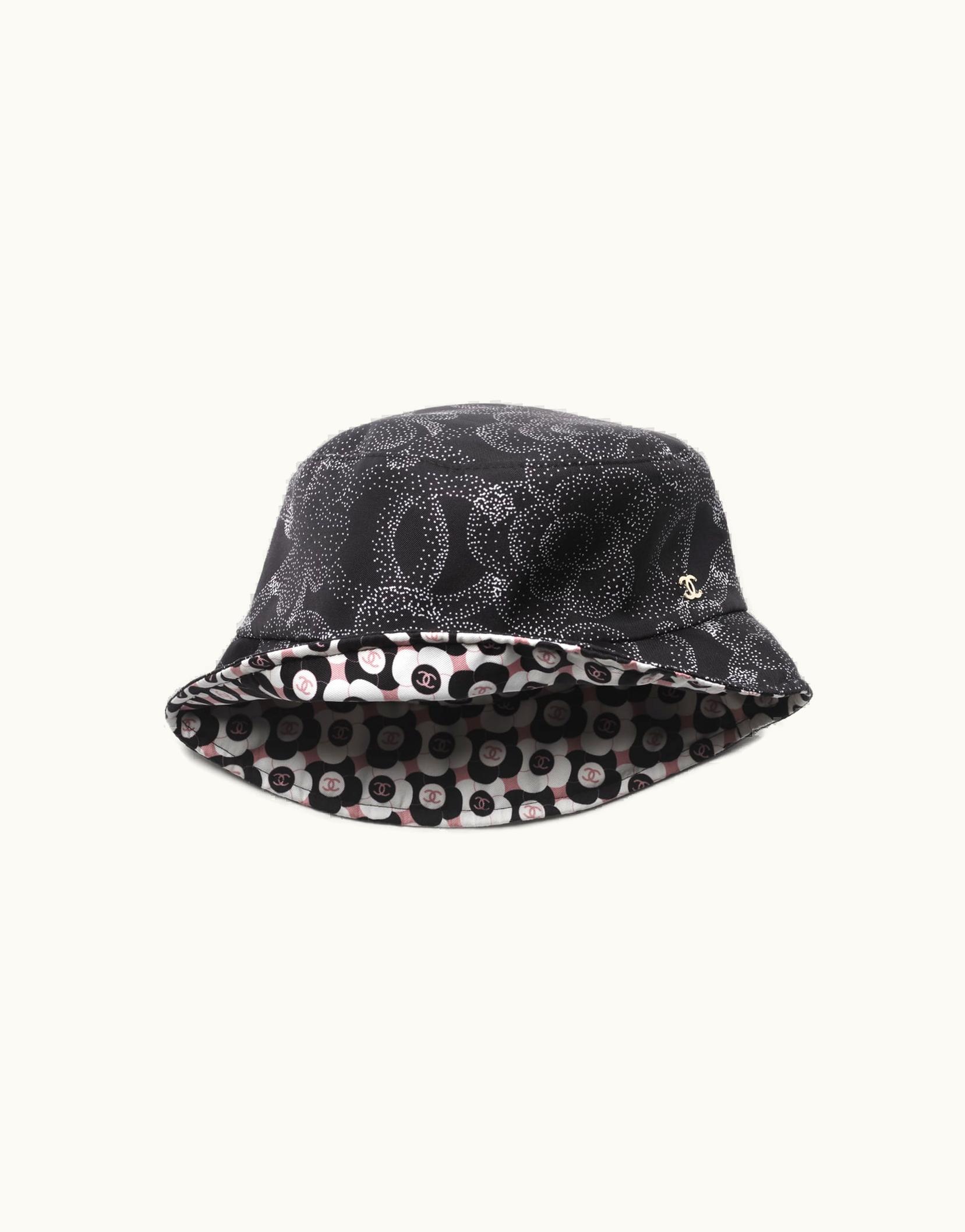 Chanel Chanel Bucket Hat - Silk Twill, Beige, Black & White