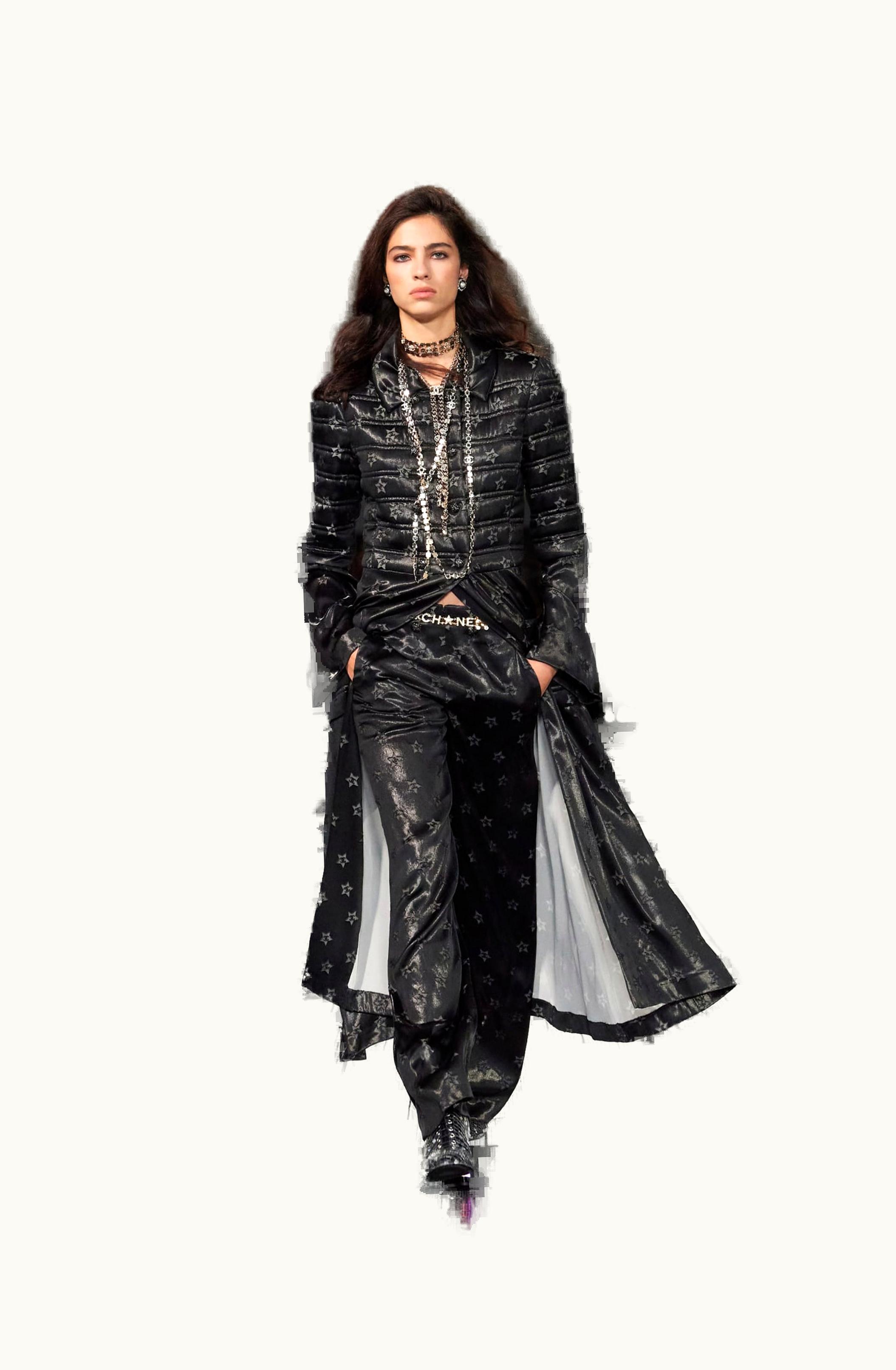 Chanel Chanel Coat - Mixed Fibers & Silk, Black & Gray