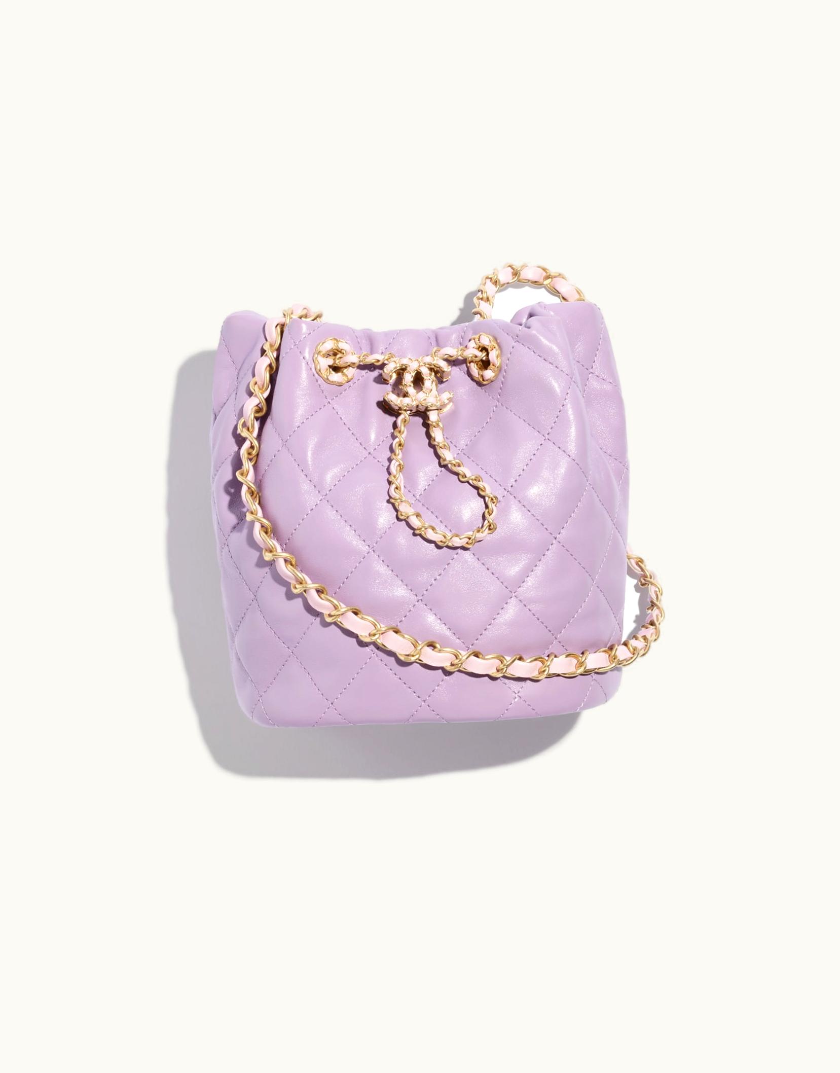 Chanel Chanel Small Bucket Bag, Lambskin & Gold-Tone Metal, Lilac