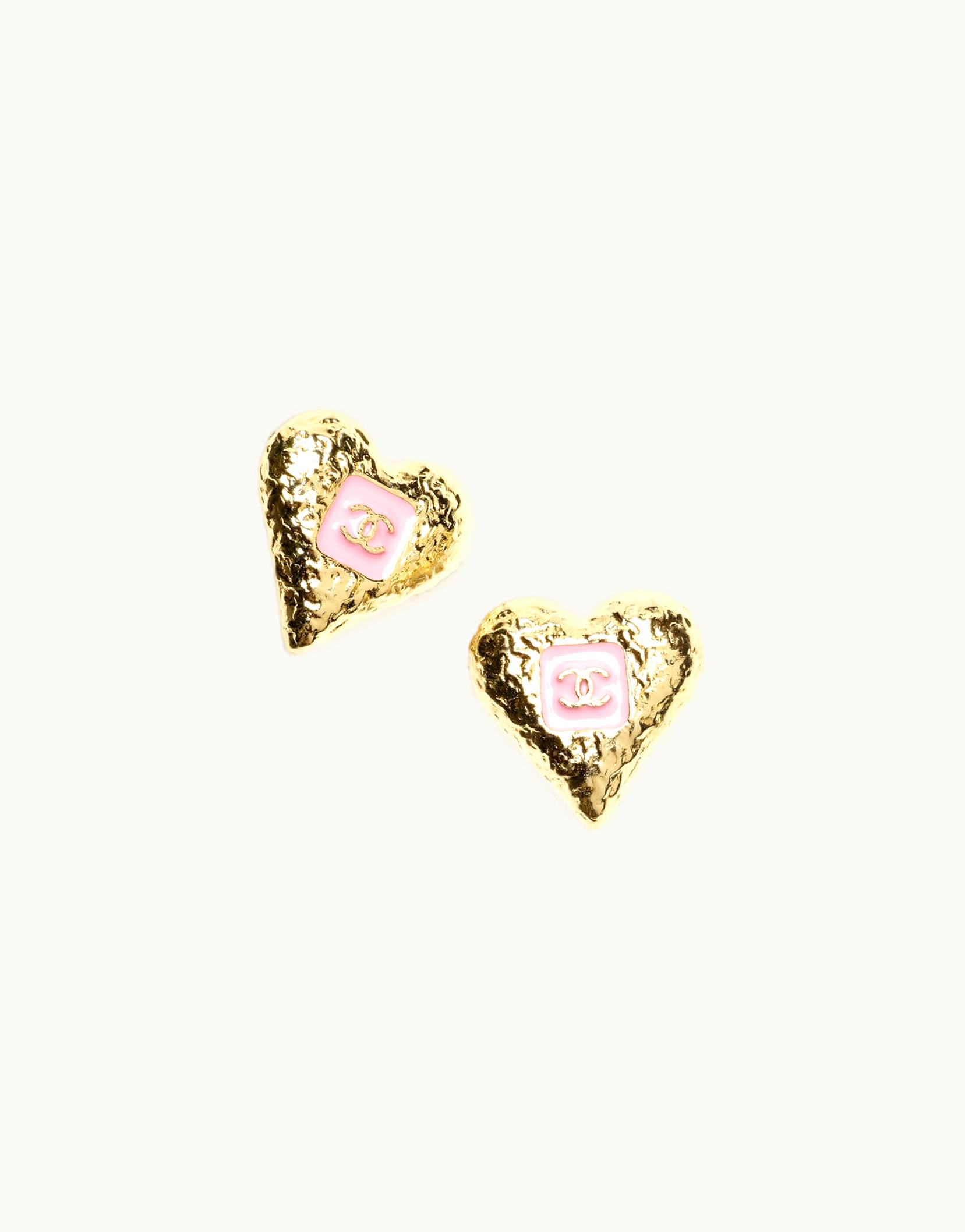 Chanel Chanel Stud Earrings - Metal & Resin, Gold & Pink