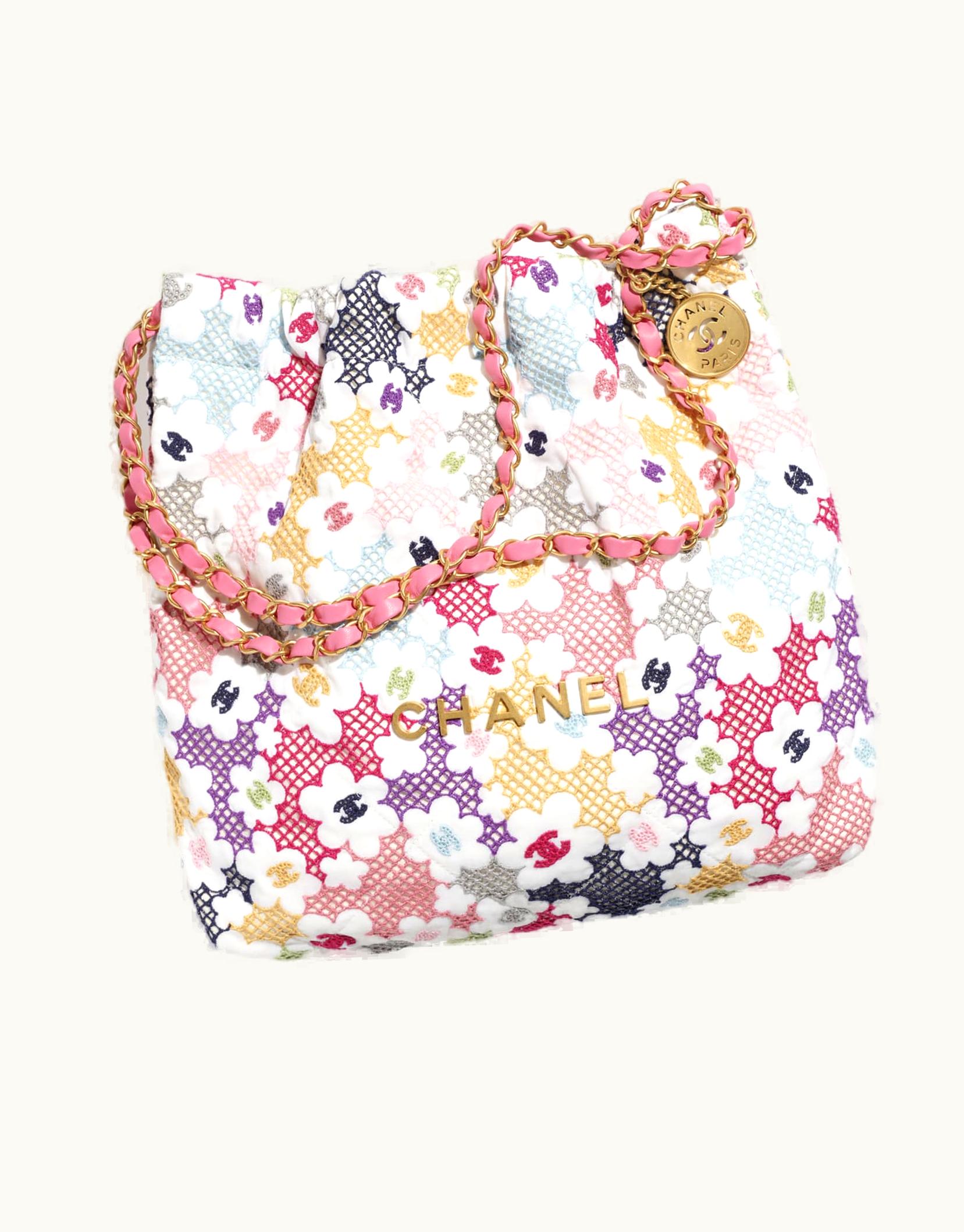 Chanel Chanel 22 Small Handbag, Lace Patchwork & Gold-Tone Metal, Multicolor