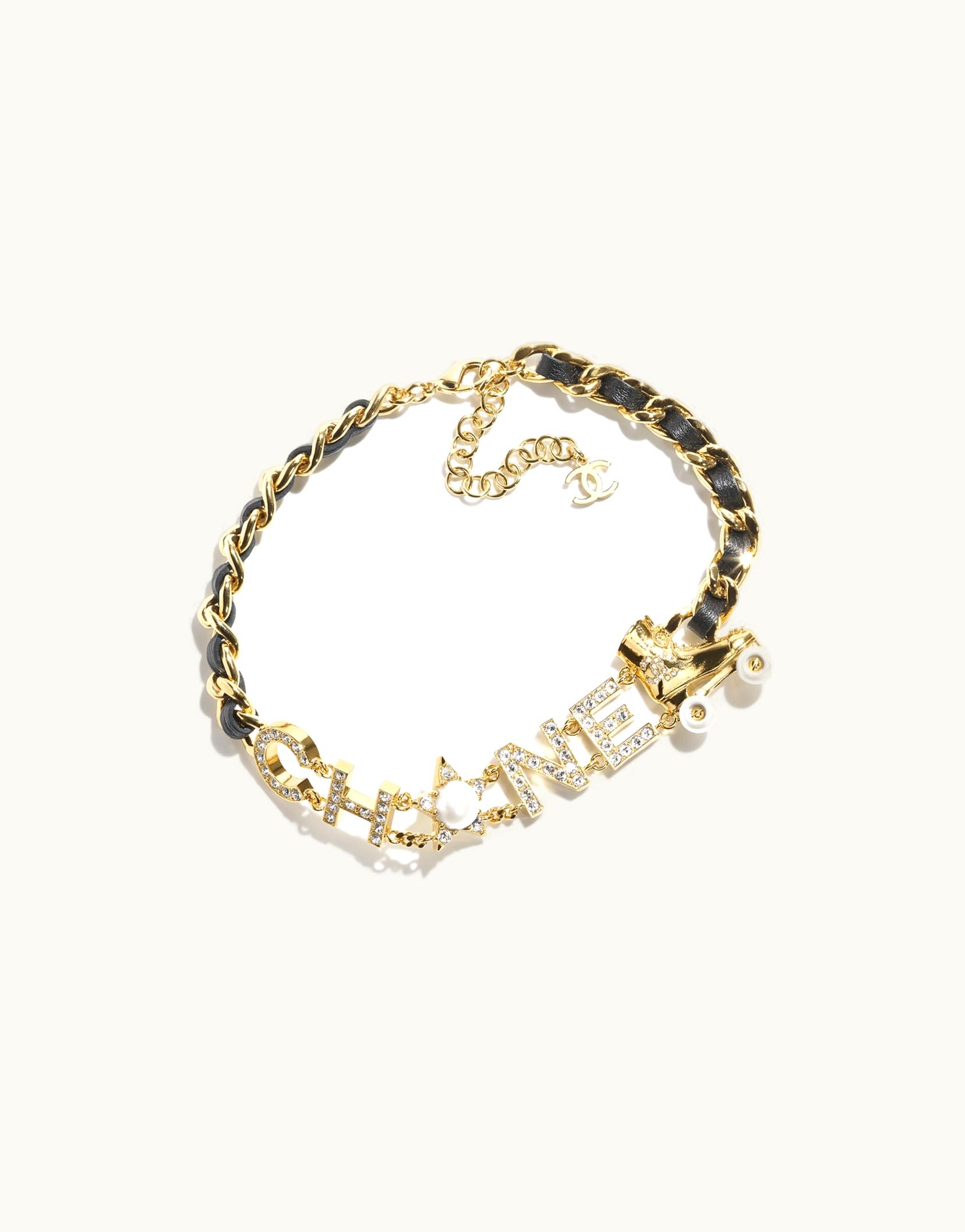Chanel Chanel Choker - Metal, Calfskin, Glass Pearls & Strass, Gold, Black, Pearly White & Crystal
