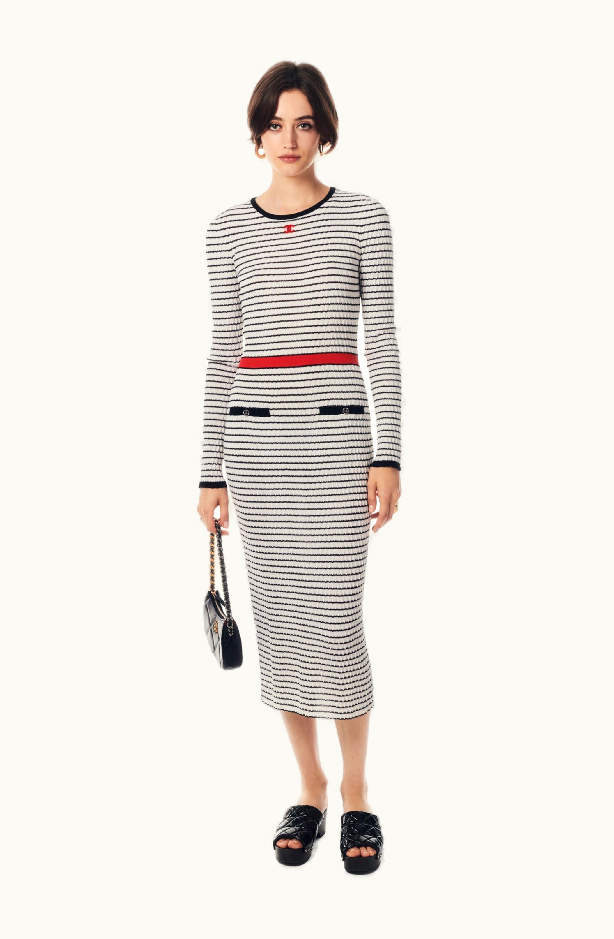 Chanel Chanel Dress - Cotton, White, Black & Red