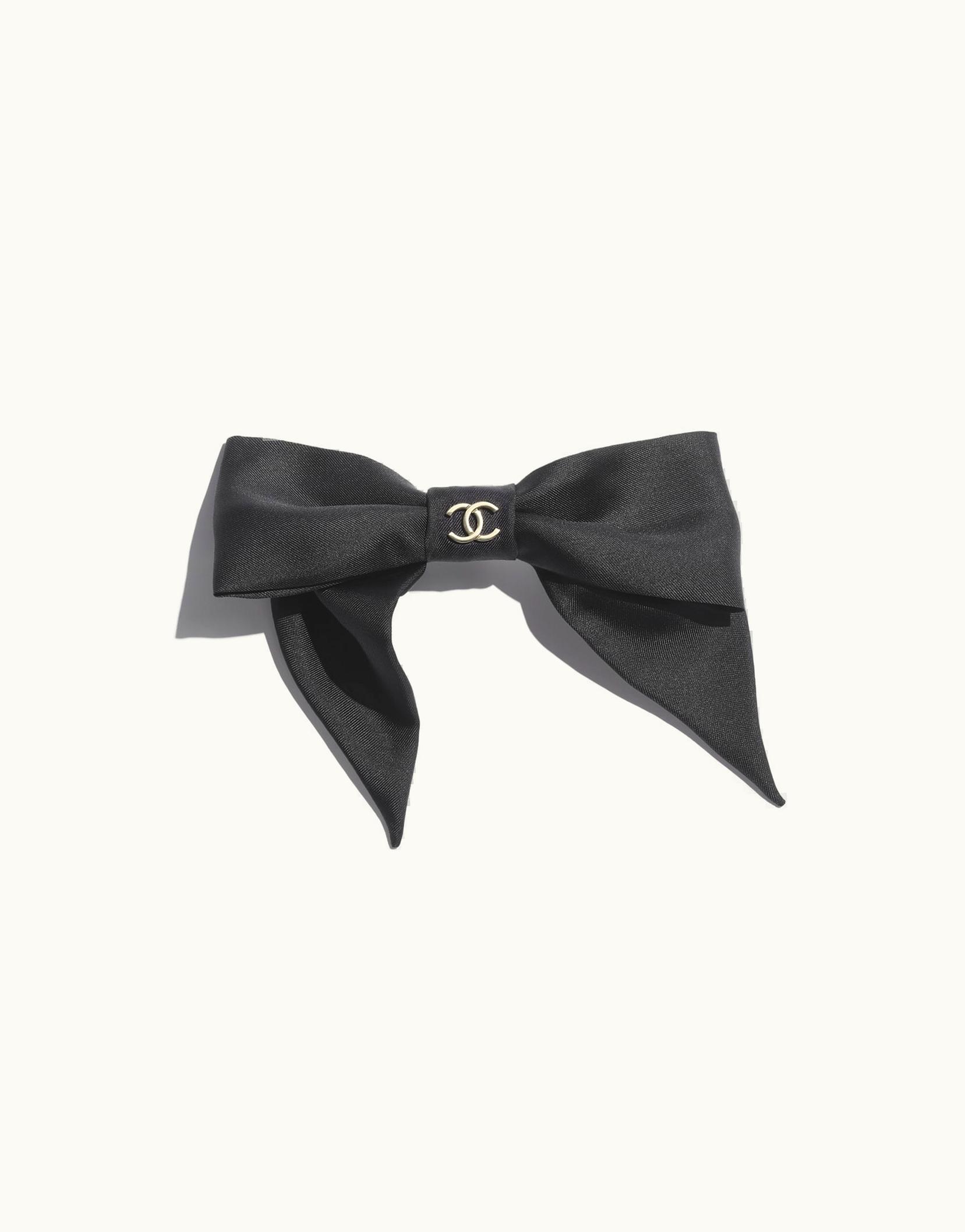 Chanel Chanel Bow Barrette - Silk Twill, Black & Gold