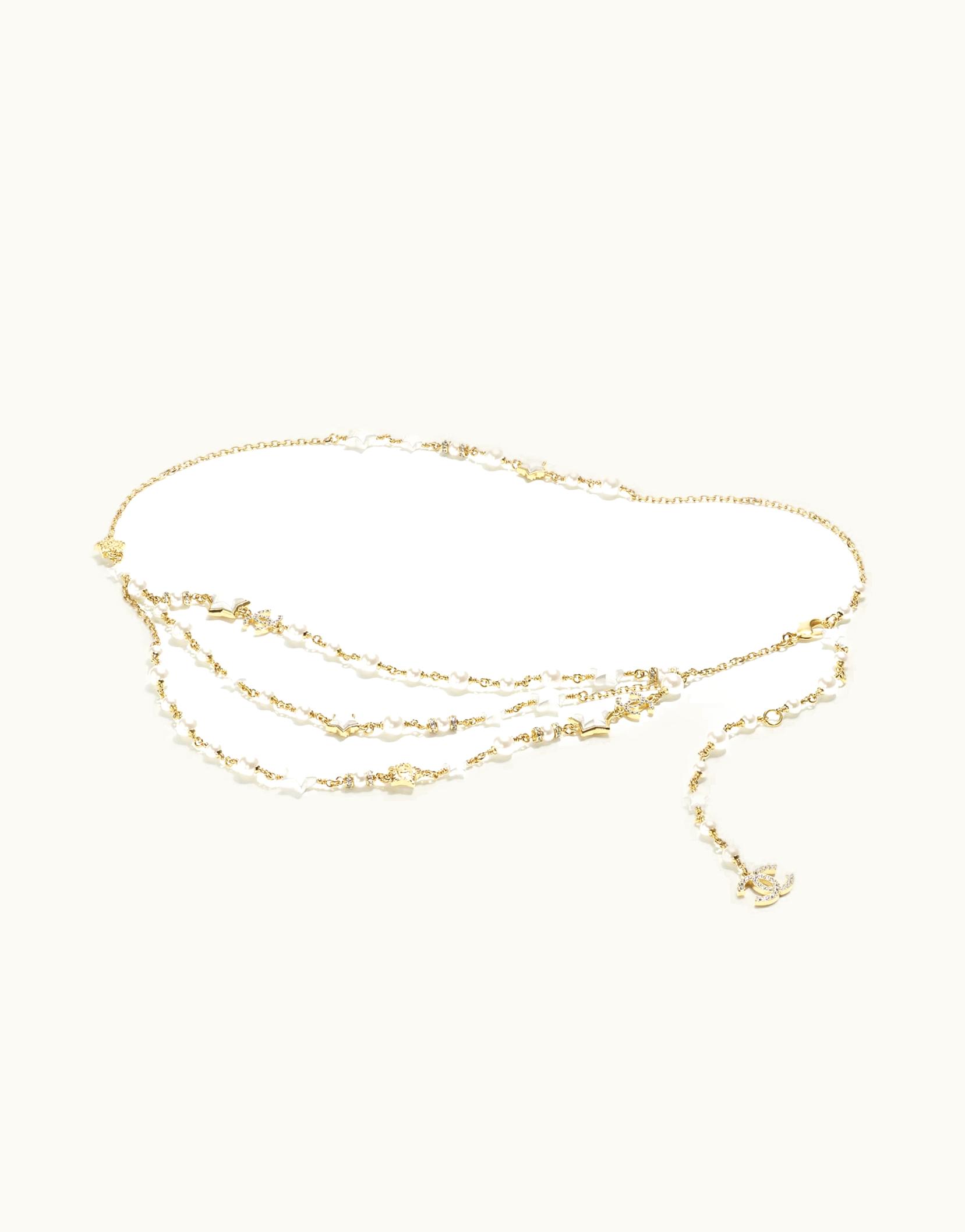 Chanel Chanel Chain Belt - Metal, Resin, Glass Pearls & Strass, Gold, Pearly White & Crystal