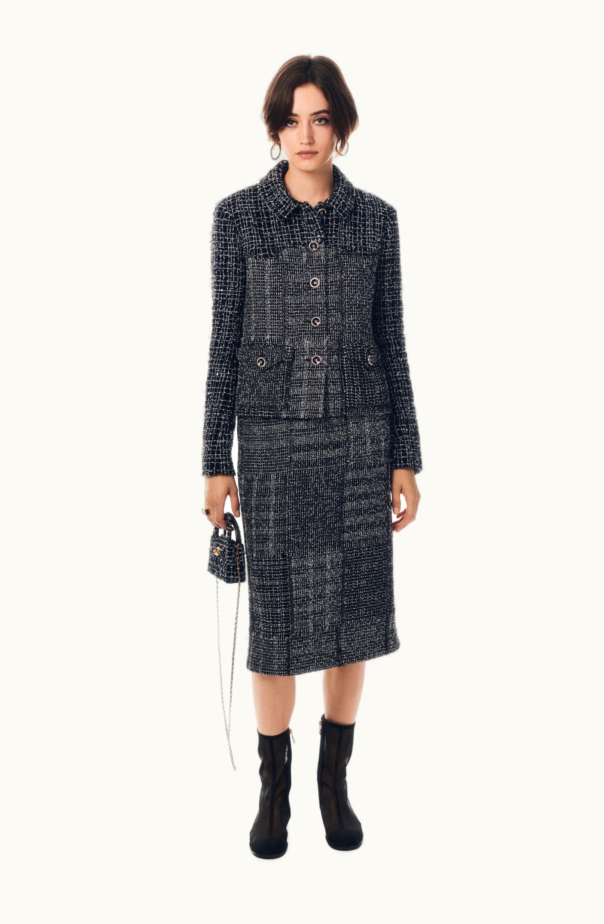 Chanel Chanel Skirt - Glittered Tweed, Black & White
